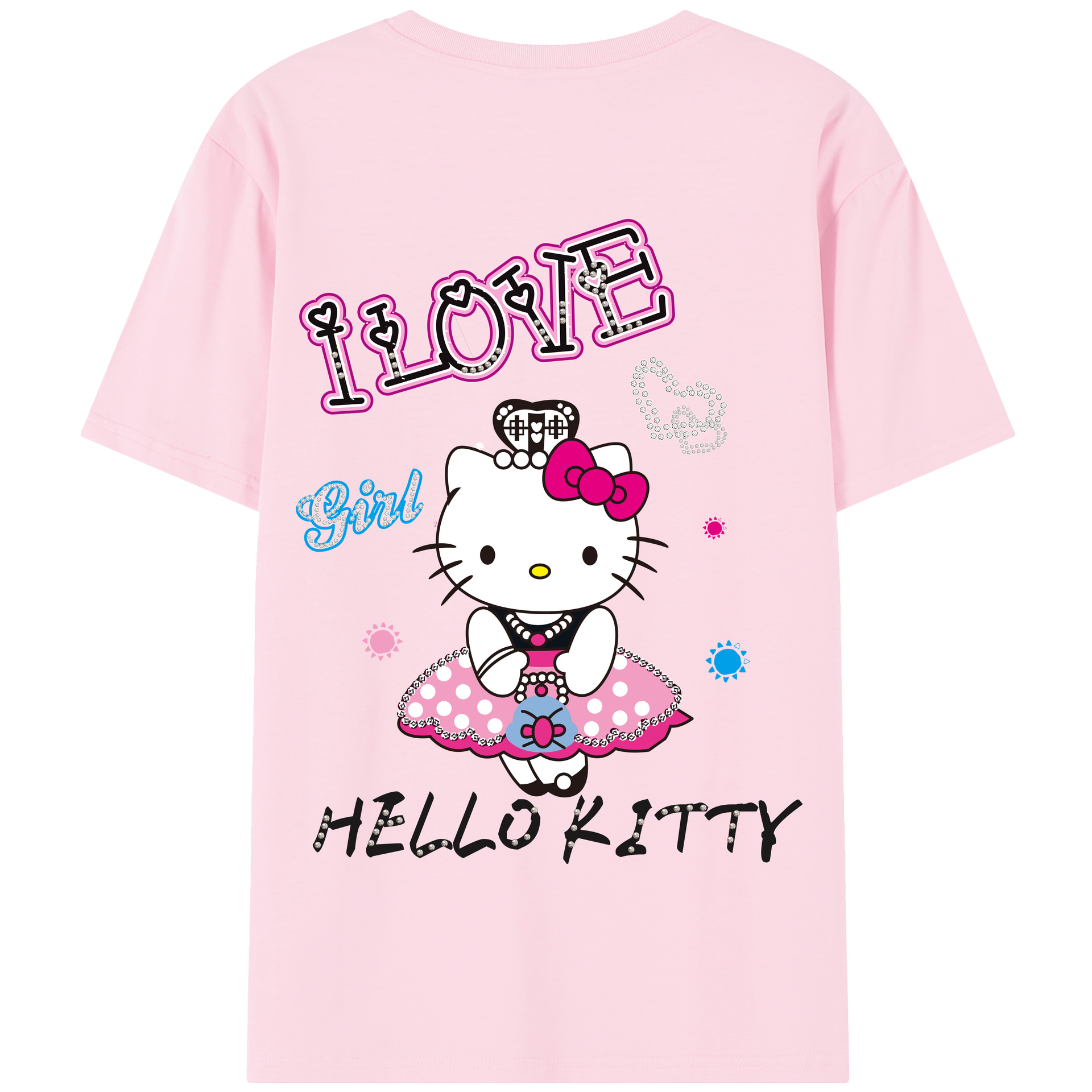 （画像用） Hello Kitty ハローキティ 綿100％半袖Tシャツ（背面プリント）