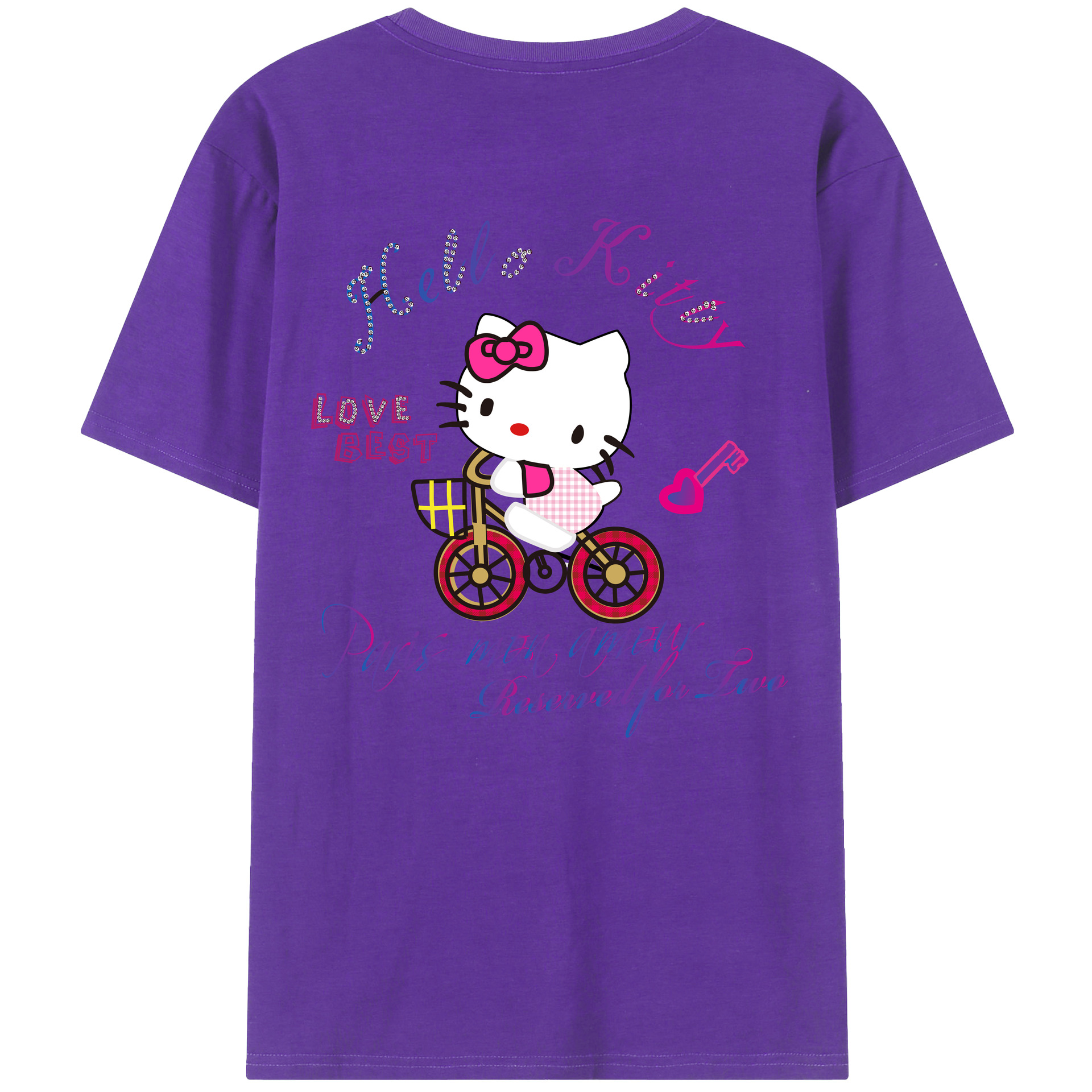 （画像用） Hello Kitty ハローキティ 綿100％半袖Tシャツ（背面プリント）