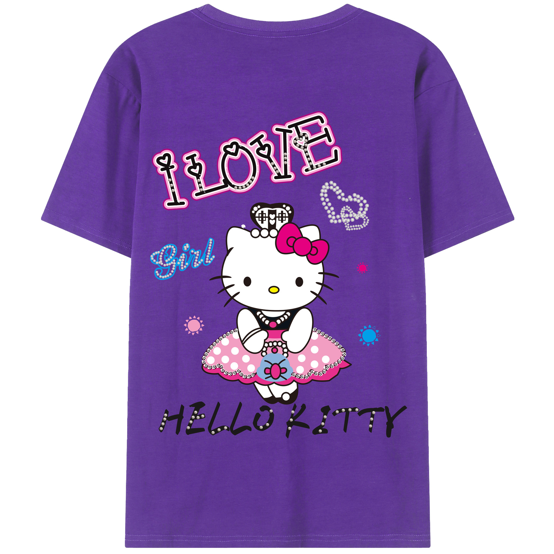 （画像用） Hello Kitty ハローキティ 綿100％半袖Tシャツ（背面プリント）