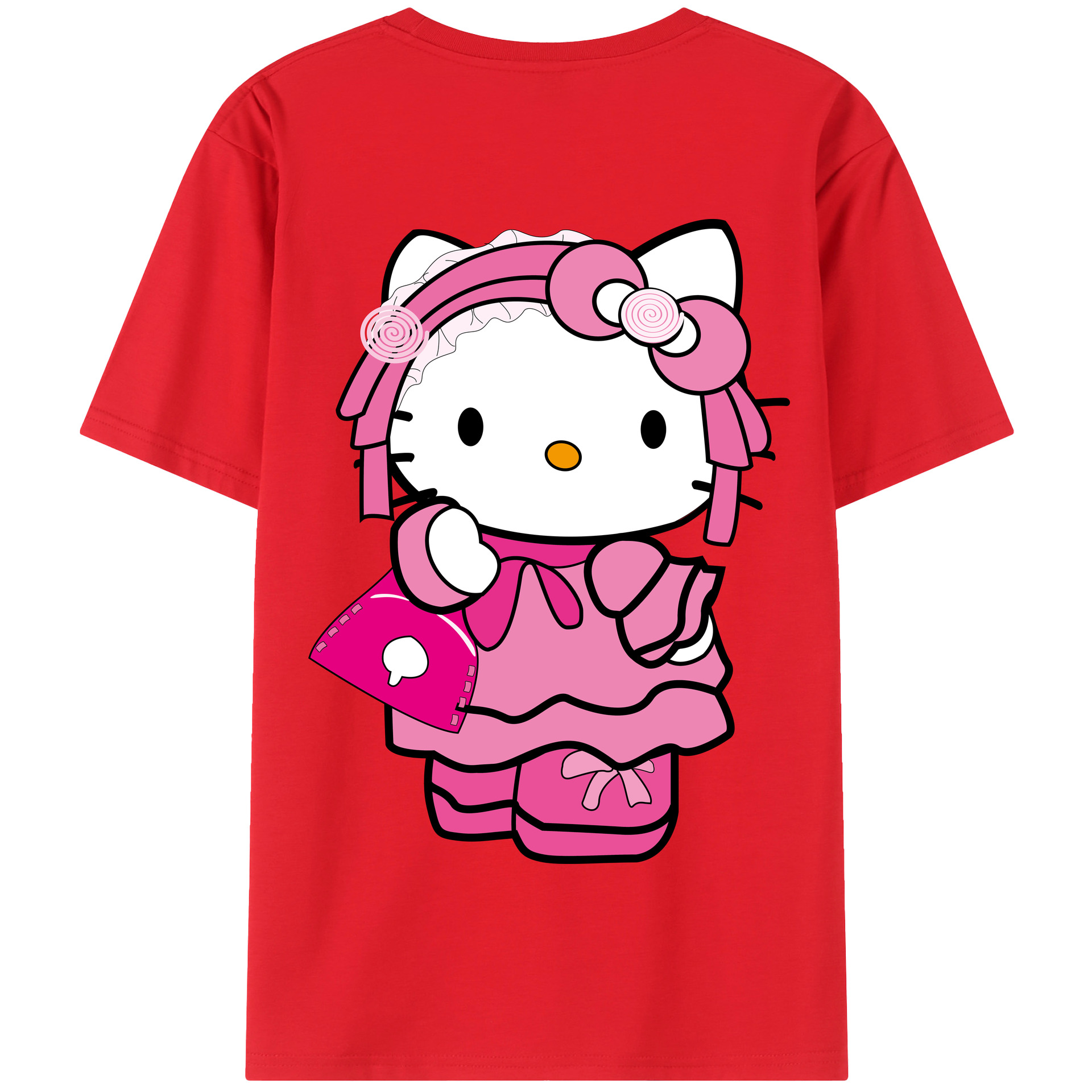（画像用） Hello Kitty ハローキティ 綿100％半袖Tシャツ（背面プリント）