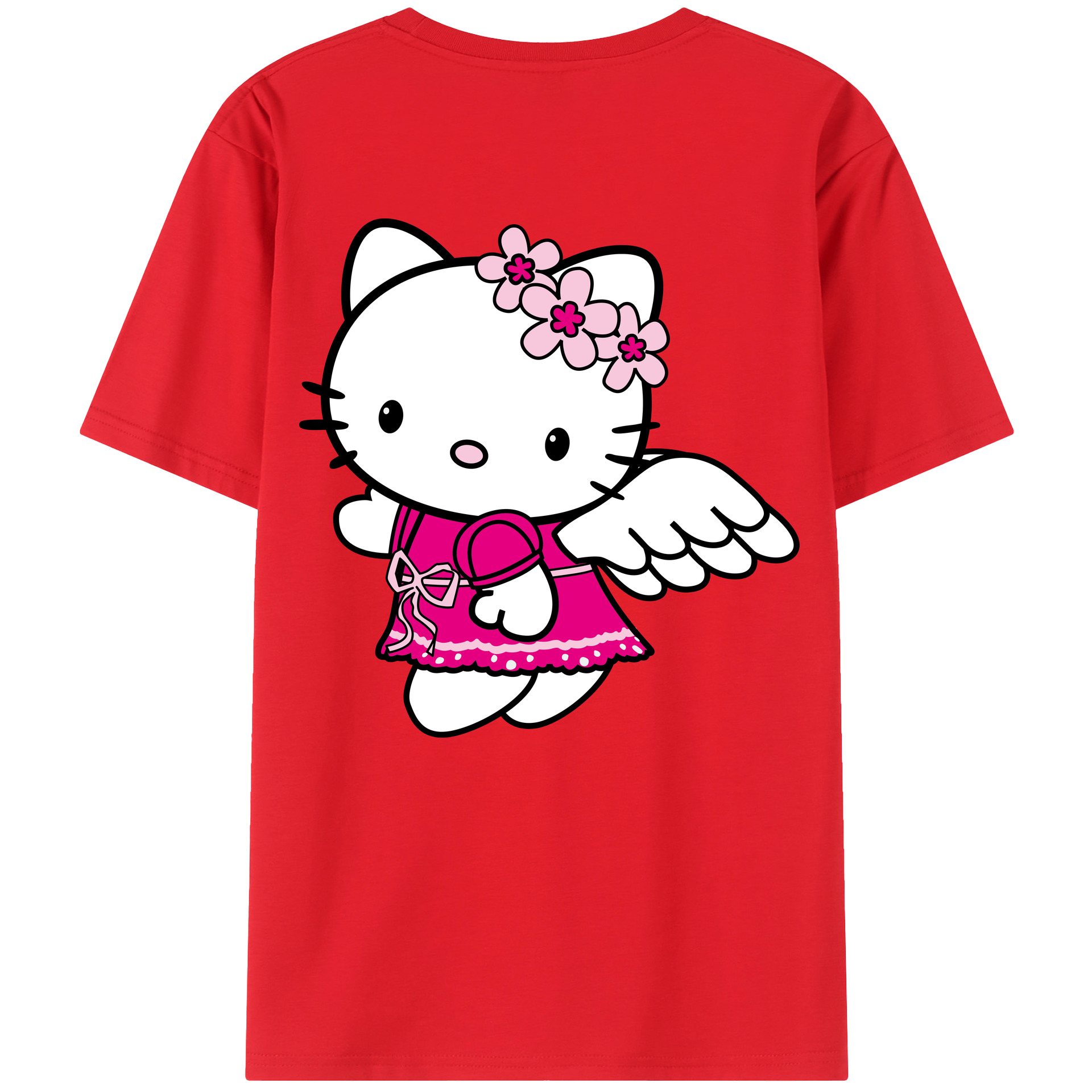 （画像用） Hello Kitty ハローキティ 綿100％半袖Tシャツ（背面プリント）