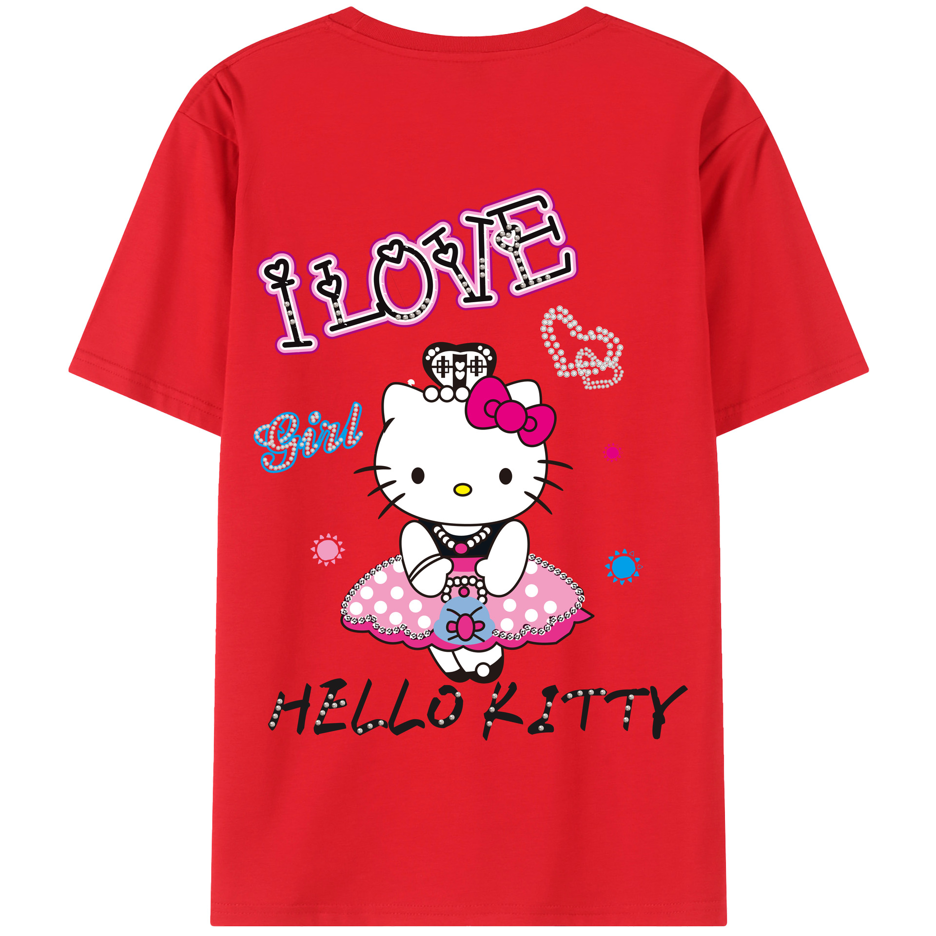 （画像用） Hello Kitty ハローキティ 綿100％半袖Tシャツ（背面プリント）