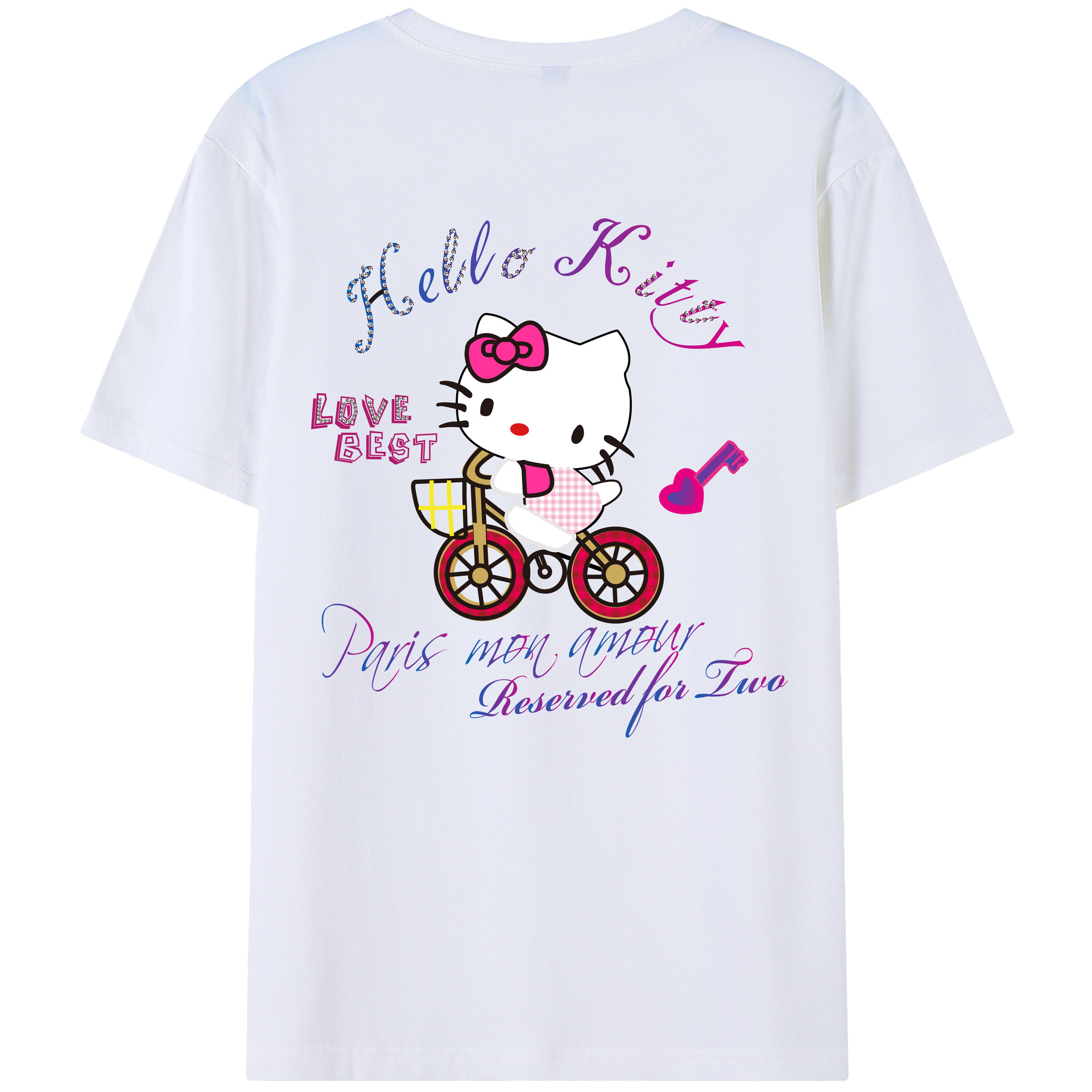 （画像用） Hello Kitty ハローキティ 綿100％半袖Tシャツ（背面プリント）