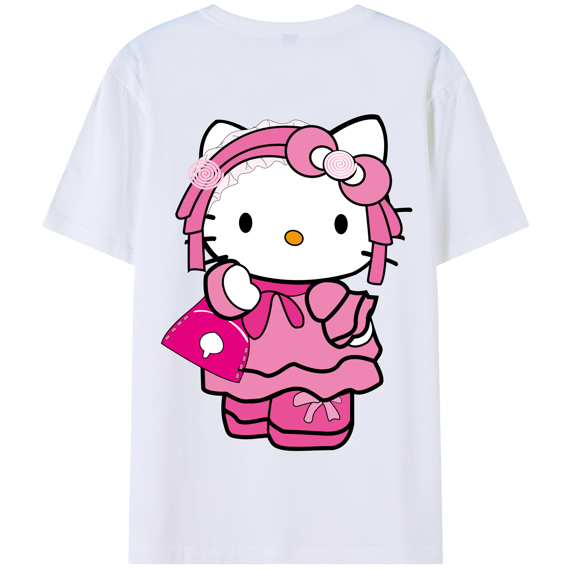（画像用） Hello Kitty ハローキティ 綿100％半袖Tシャツ（背面プリント）