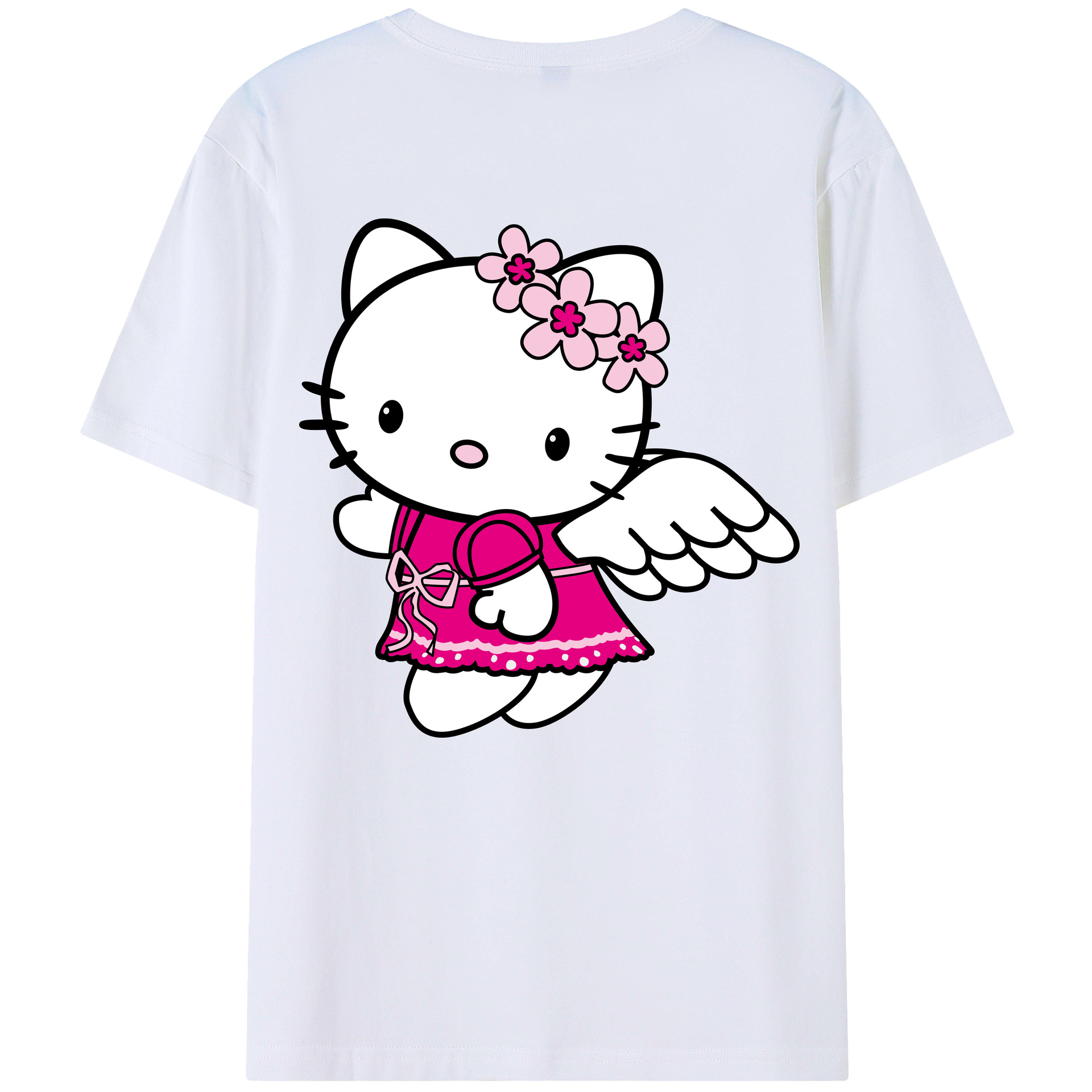 （画像用） Hello Kitty ハローキティ 綿100％半袖Tシャツ（背面プリント）