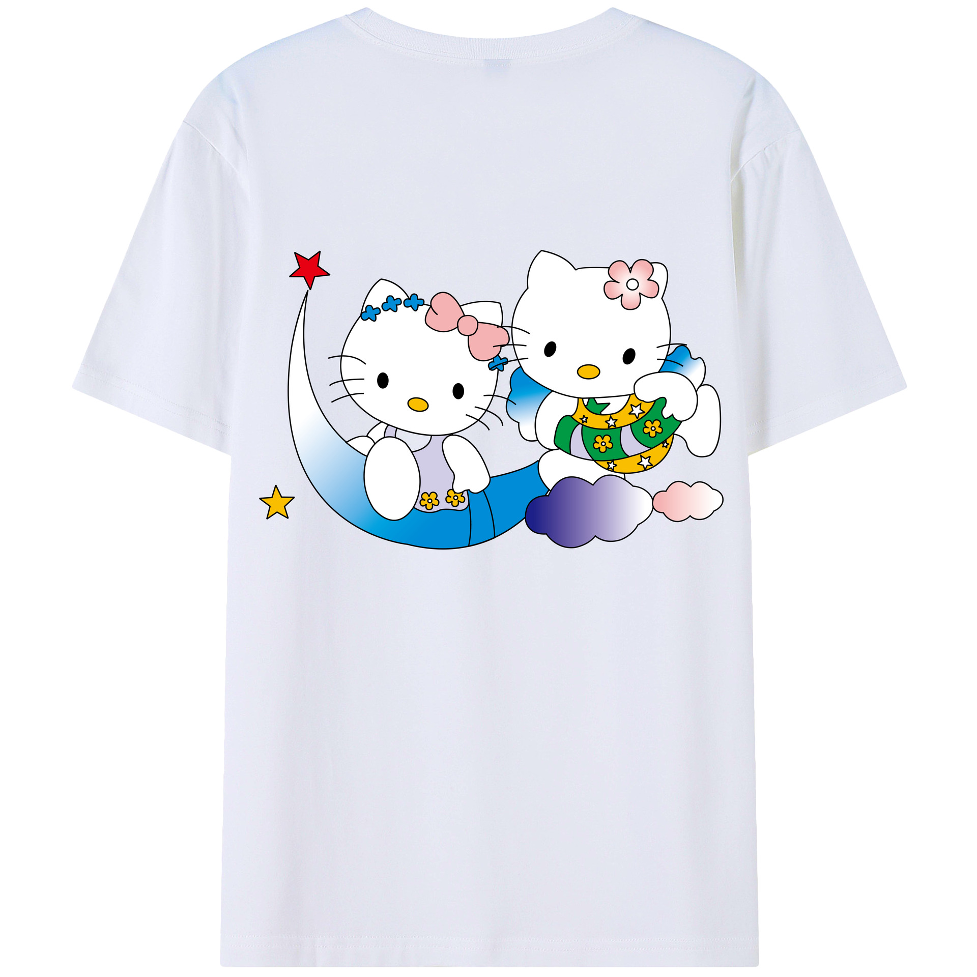 （画像用） Hello Kitty ハローキティ 綿100％半袖Tシャツ（背面プリント）
