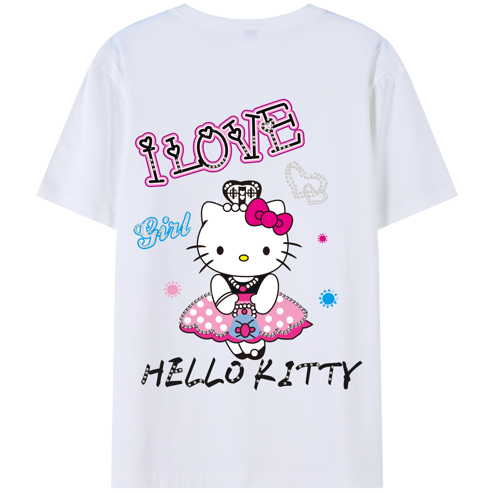 （画像用） Hello Kitty ハローキティ 綿100％半袖Tシャツ（背面プリント）