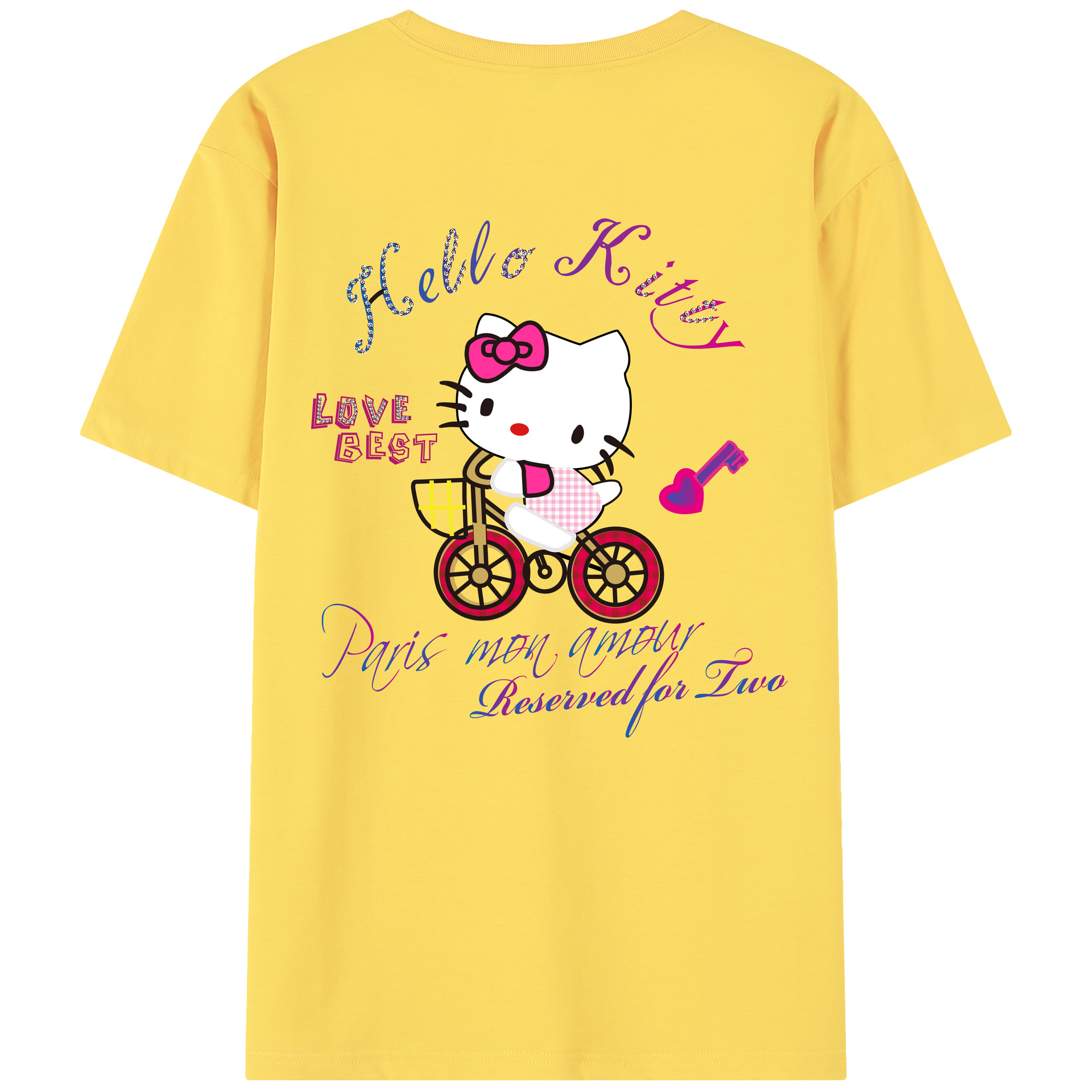（画像用） Hello Kitty ハローキティ 綿100％半袖Tシャツ（背面プリント）