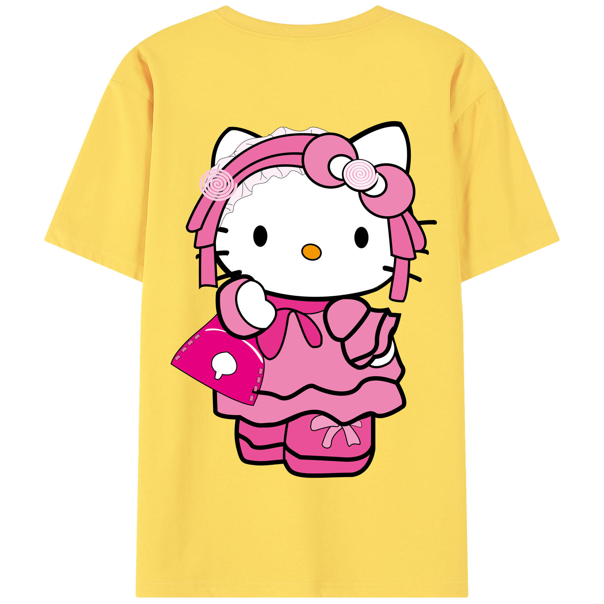 （画像用） Hello Kitty ハローキティ 綿100％半袖Tシャツ（背面プリント）