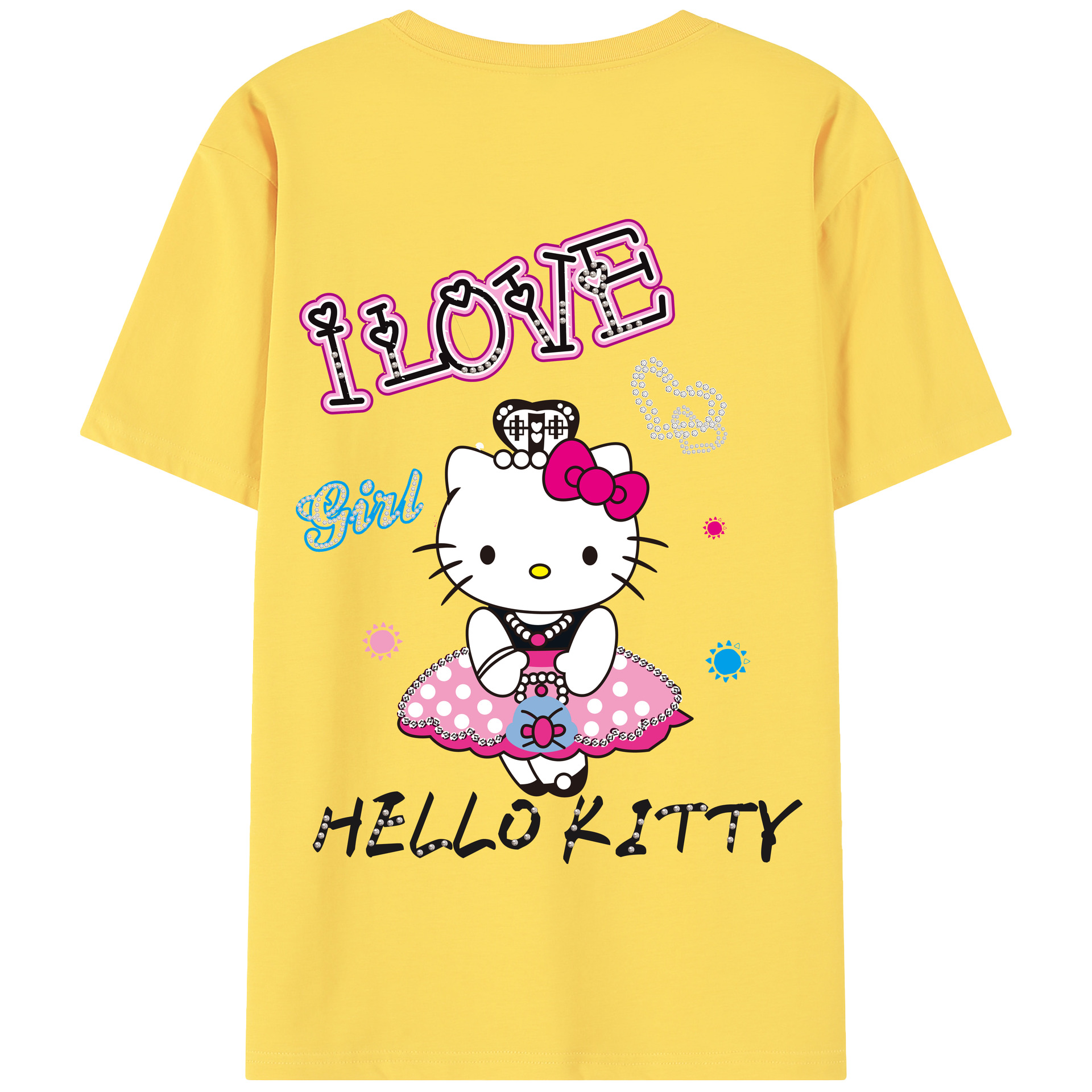 （画像用） Hello Kitty ハローキティ 綿100％半袖Tシャツ（背面プリント）