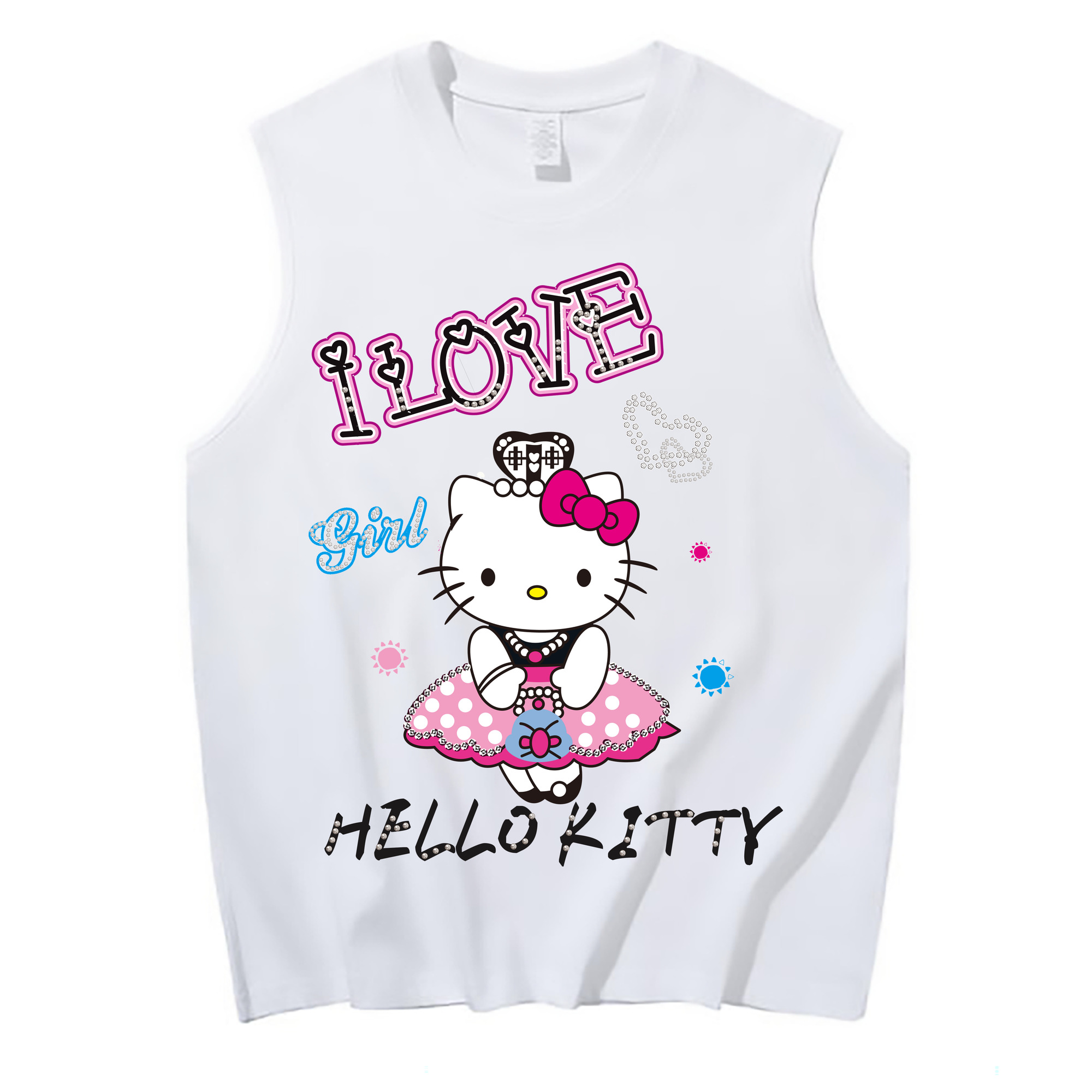 （画像用） Hello Kitty ハローキティ コットン100％タンクトップ（フロントプリント）