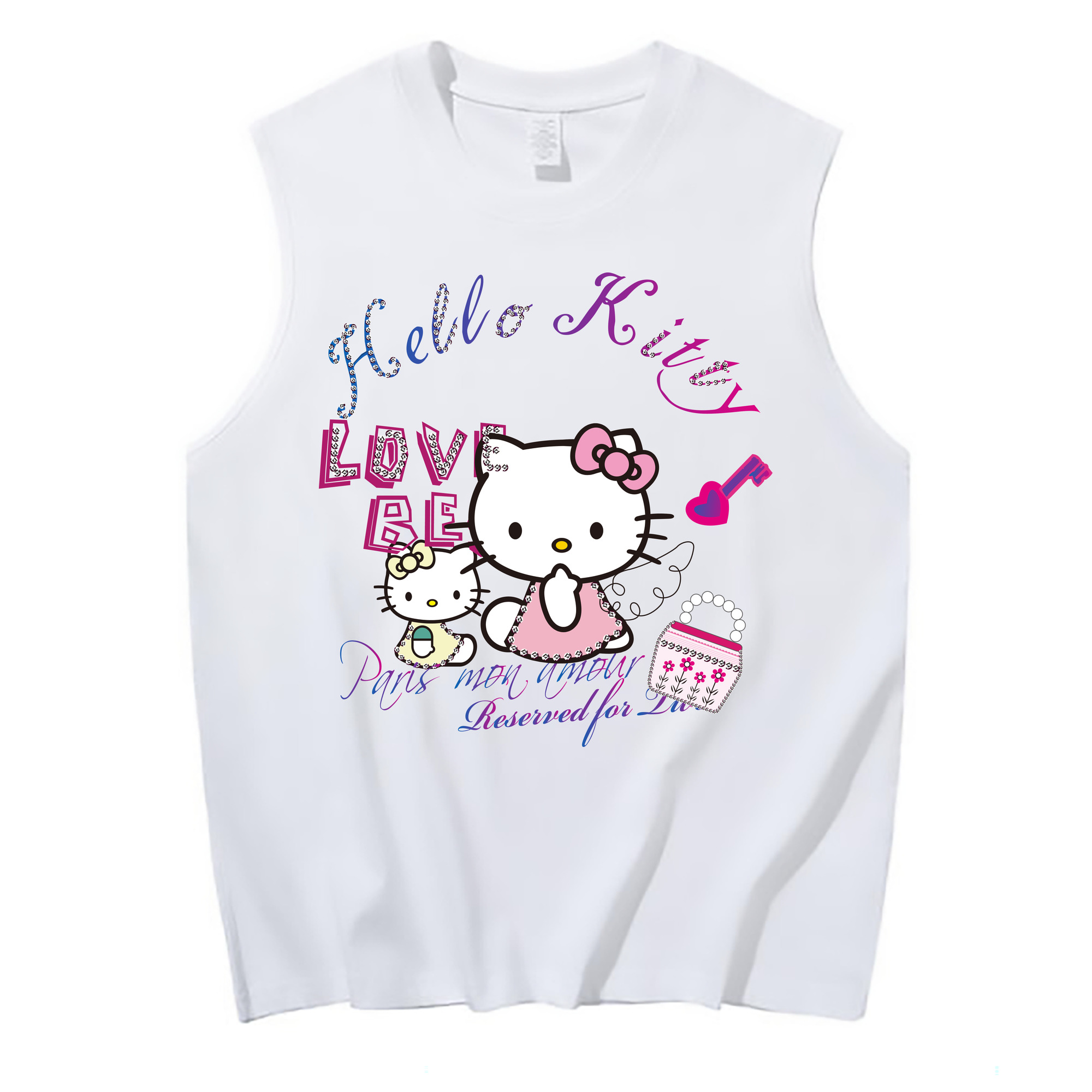 （画像用） Hello Kitty ハローキティ コットン100％タンクトップ（フロントプリント）