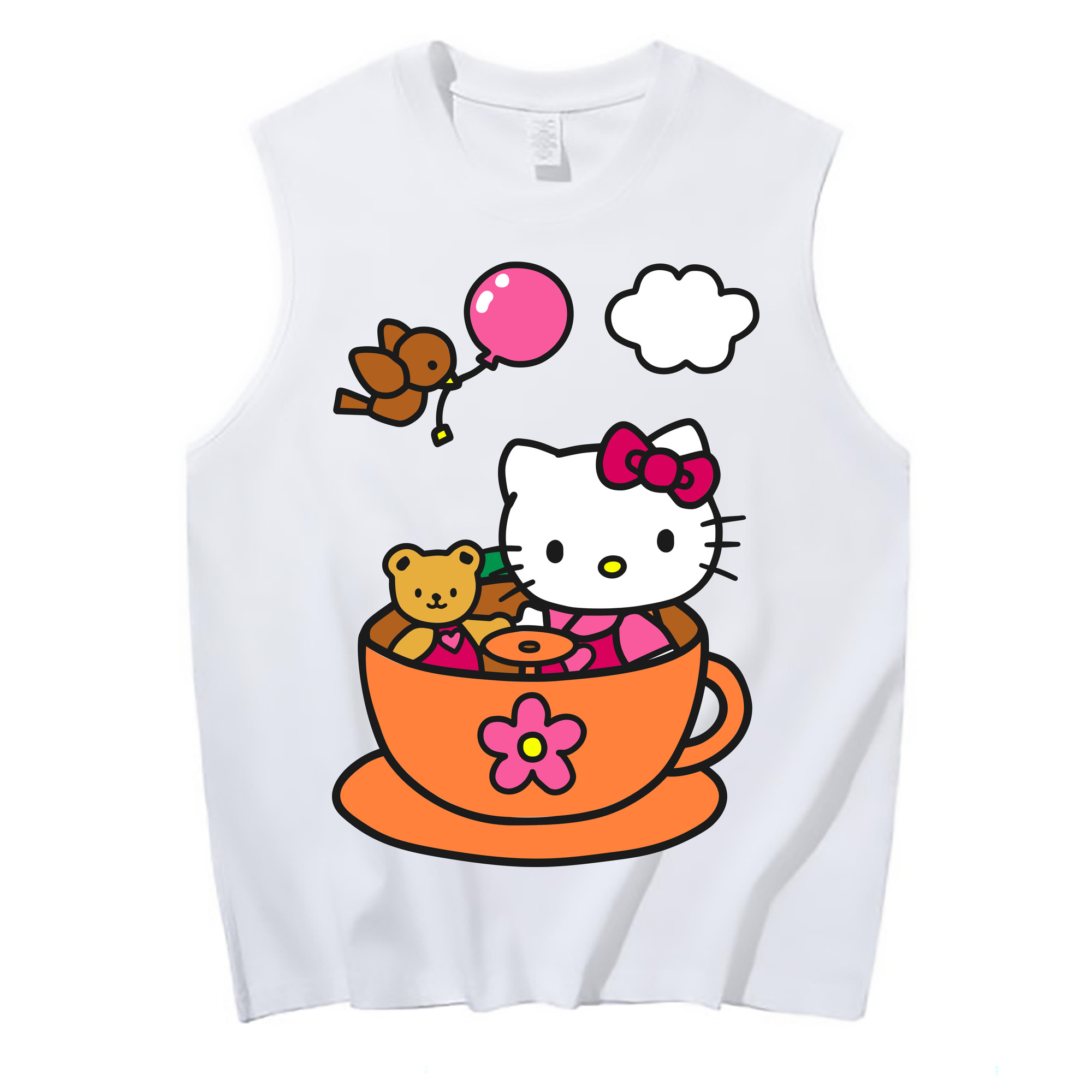 （画像用） Hello Kitty ハローキティ コットン100％タンクトップ（フロントプリント）