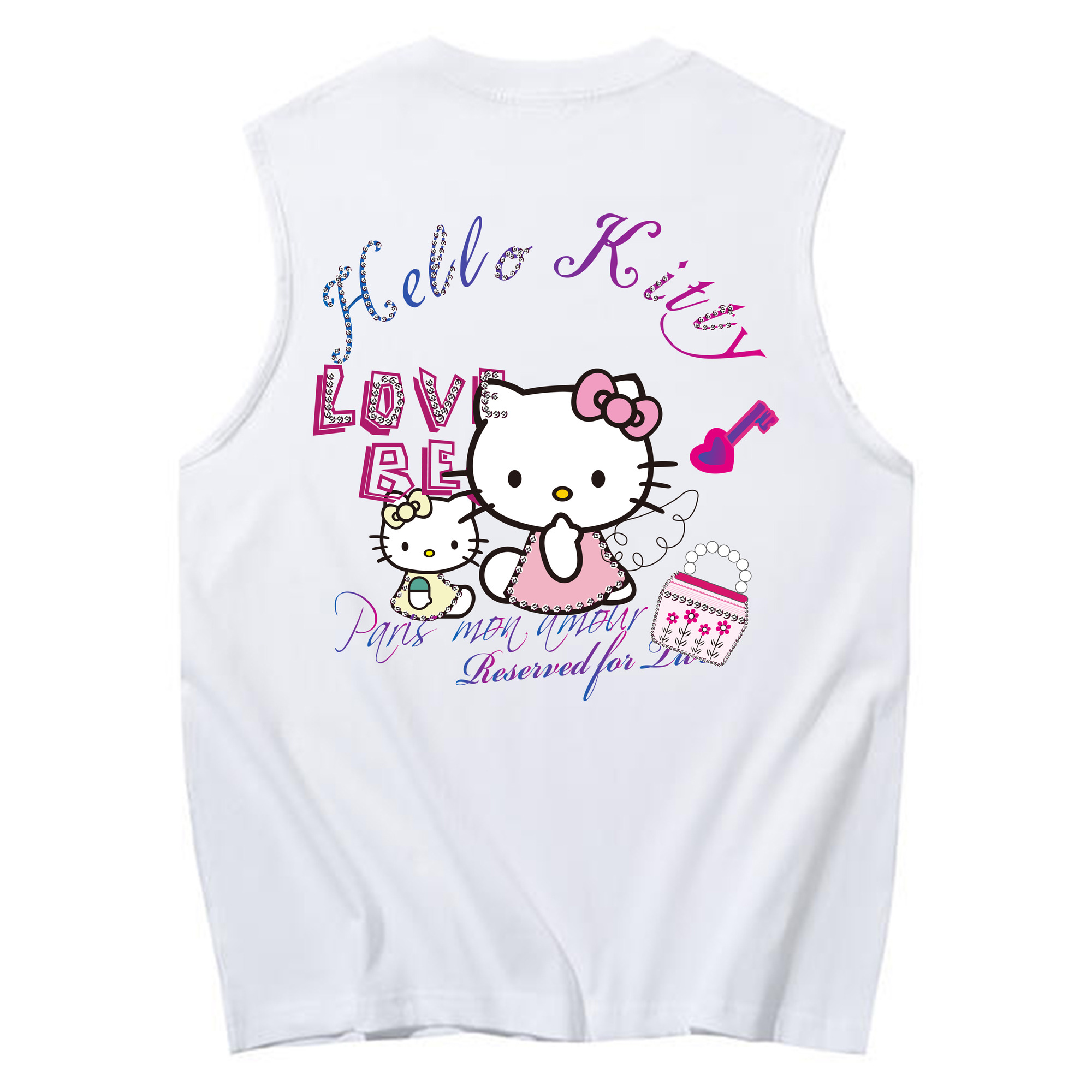 （画像用） Hello Kitty ハローキティ コットン100％タンクトップ（背面プリント）