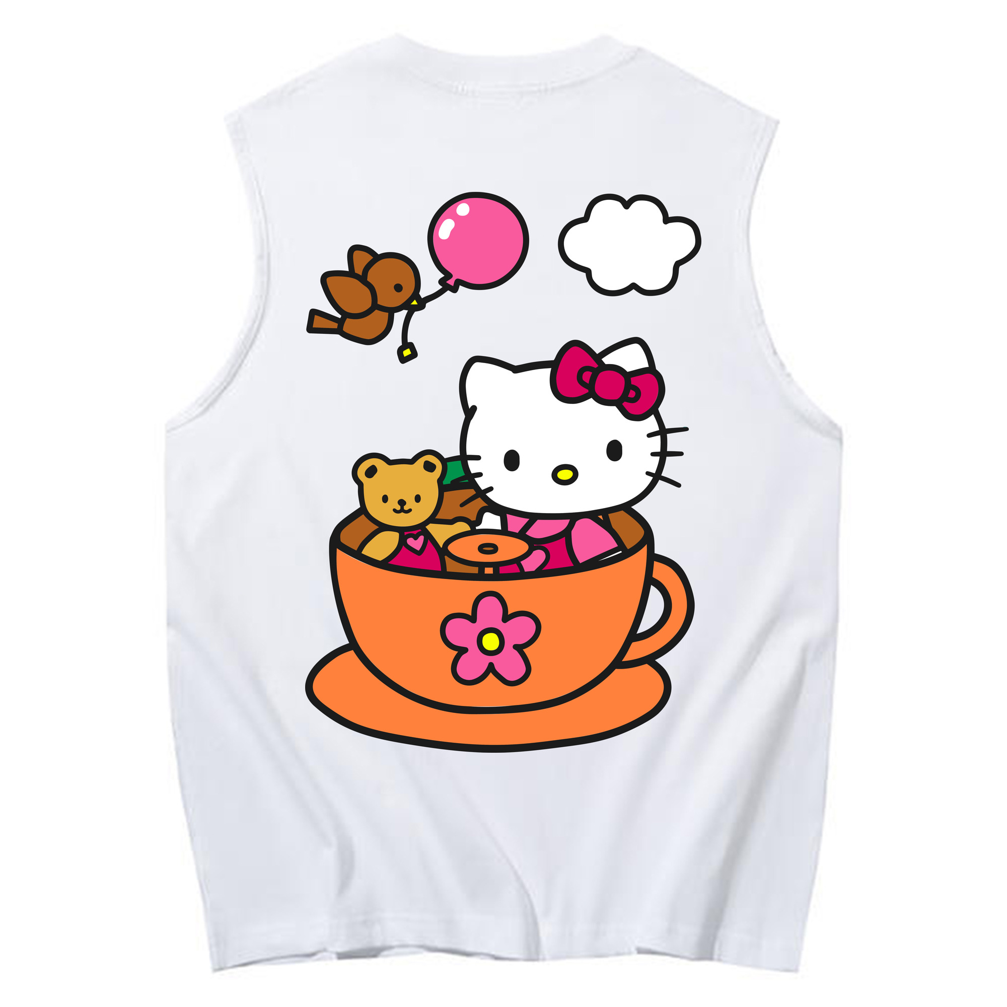 （画像用） Hello Kitty ハローキティ コットン100％タンクトップ（背面プリント）