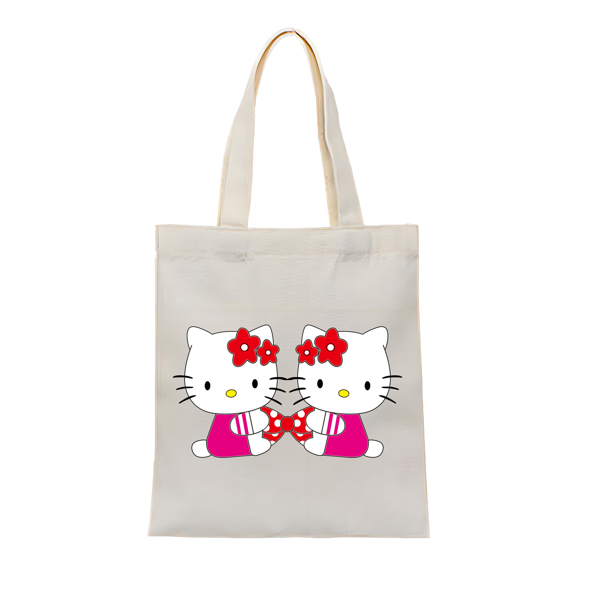 （画像用） Hello Kitty ハローキティ 縦型キャンバス生地手提げバッグ　トートバッグ