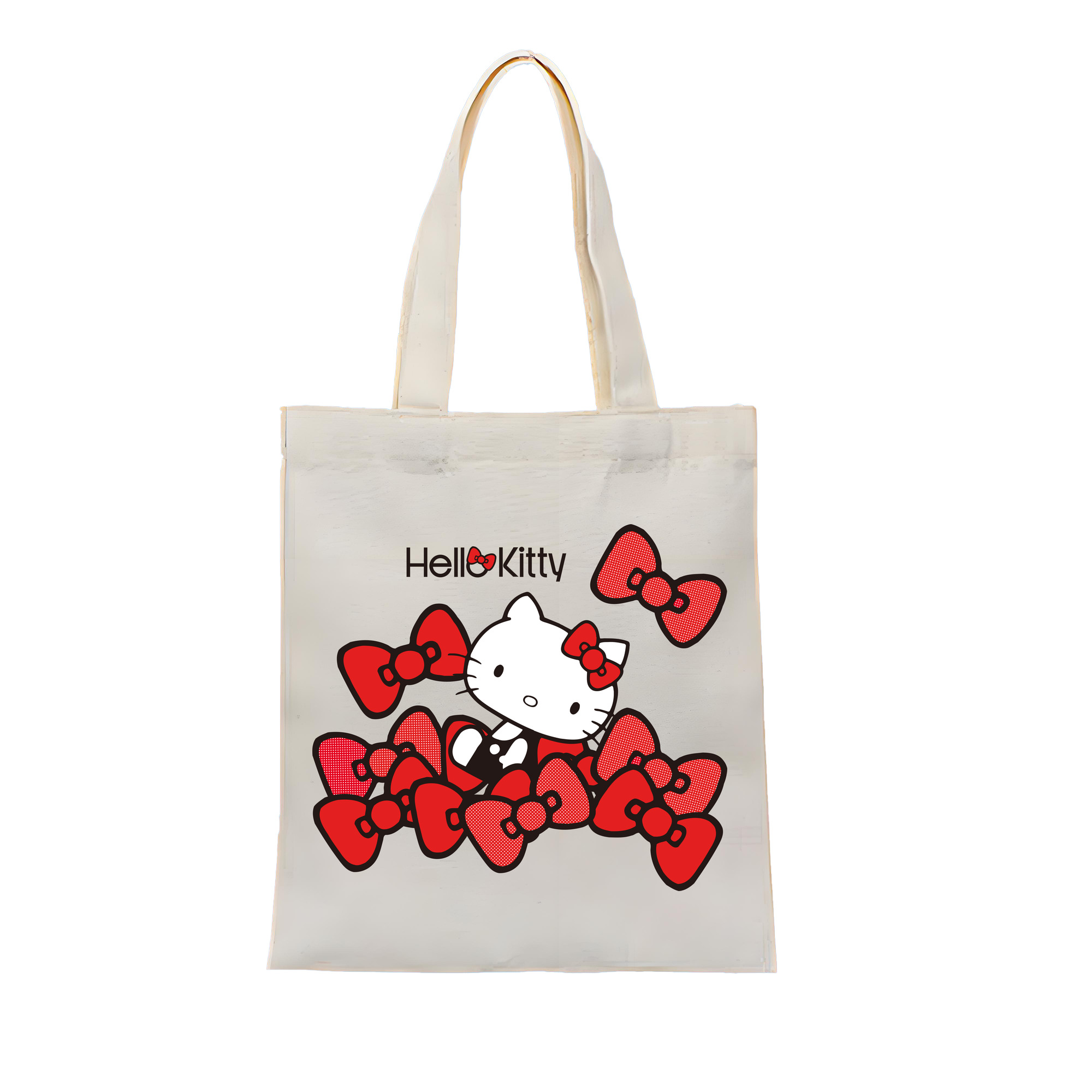 （画像用） Hello Kitty ハローキティ 縦型キャンバス生地手提げバッグ　トートバッグ