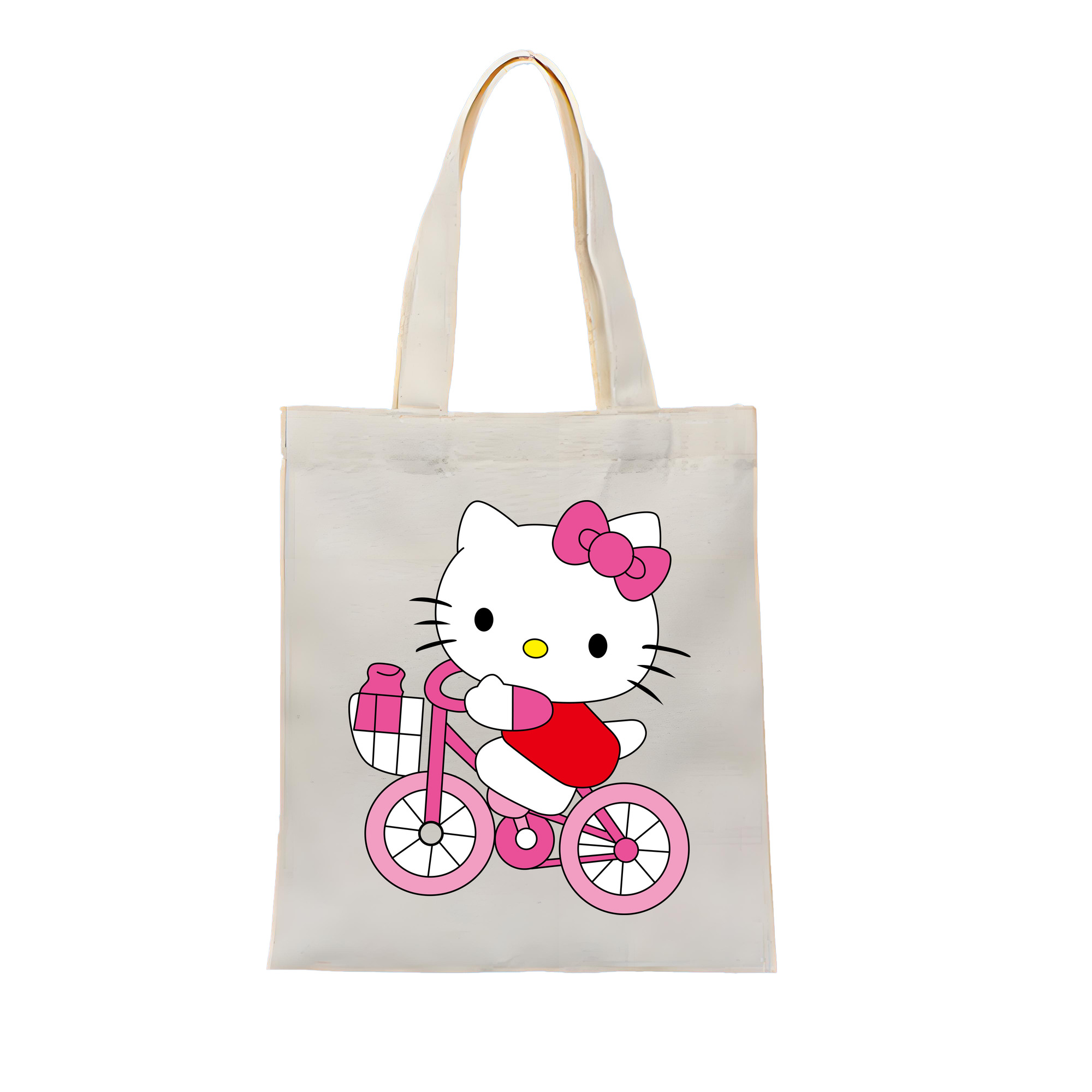 （画像用） Hello Kitty ハローキティ 縦型キャンバス生地手提げバッグ　トートバッグ