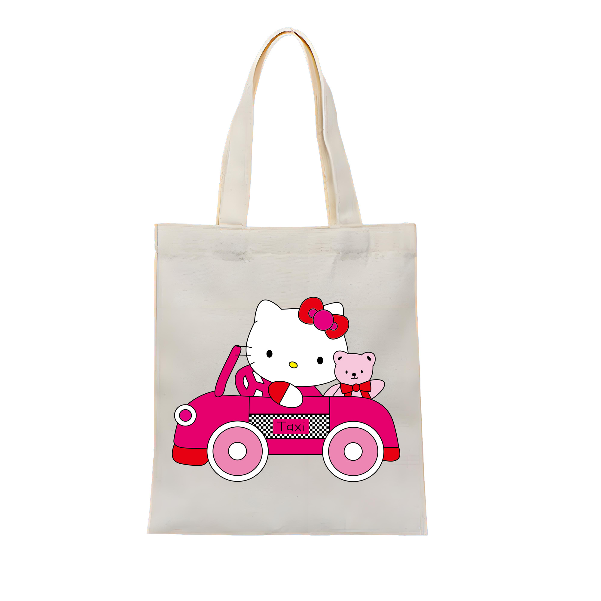 （画像用） Hello Kitty ハローキティ 縦型キャンバス生地手提げバッグ　トートバッグ