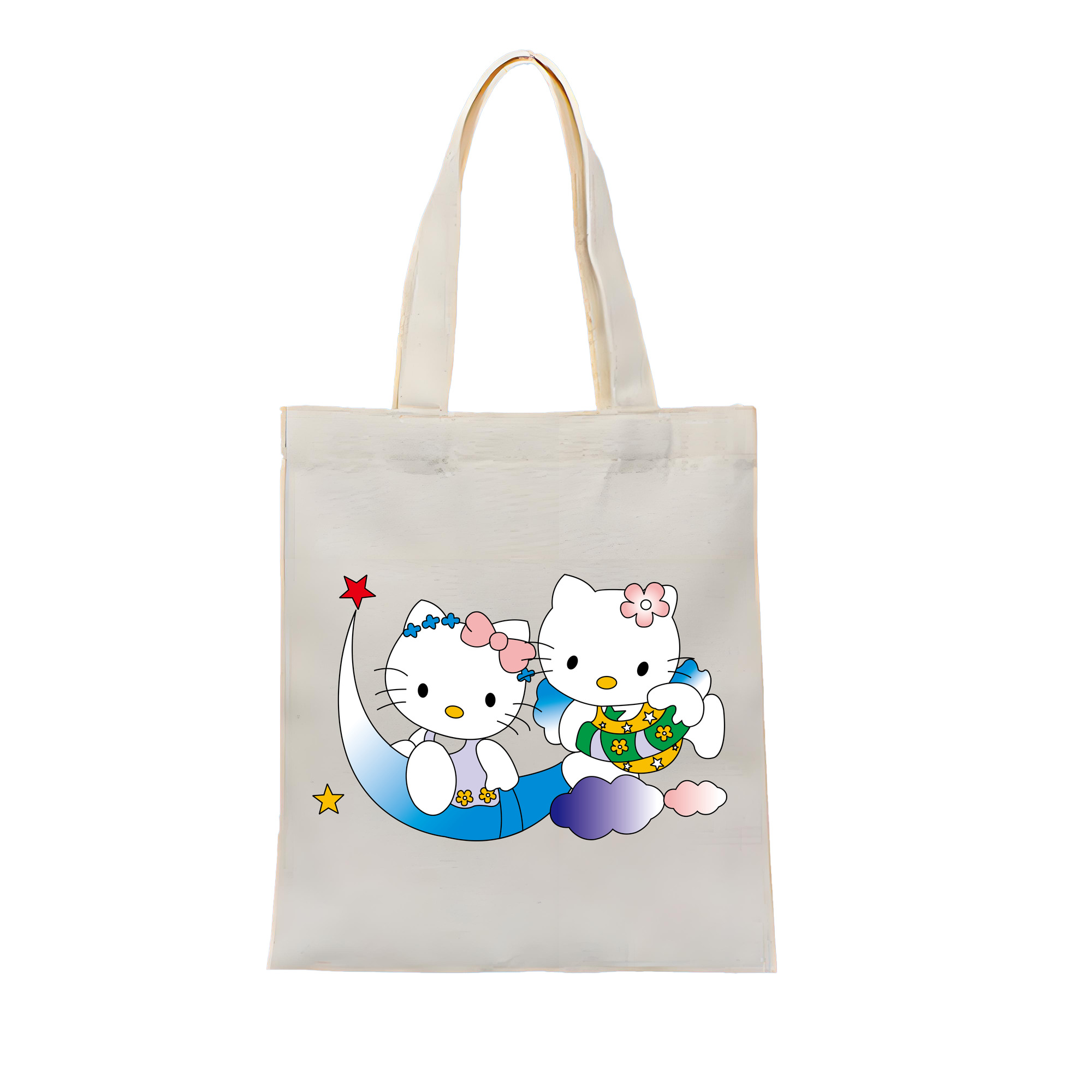 （画像用） Hello Kitty ハローキティ 縦型キャンバス生地手提げバッグ　トートバッグ