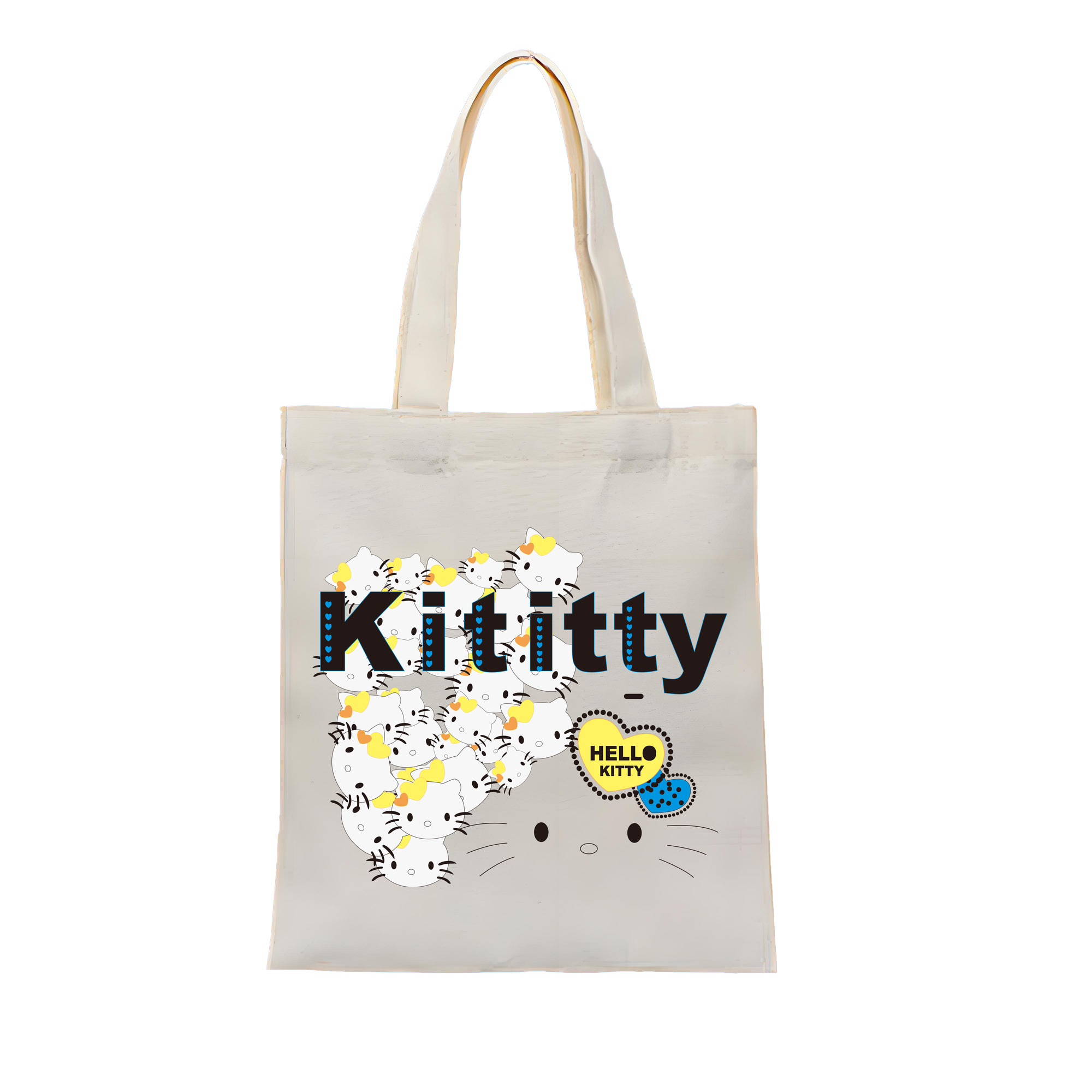 （画像用） Hello Kitty ハローキティ 縦型キャンバス生地手提げバッグ　トートバッグ