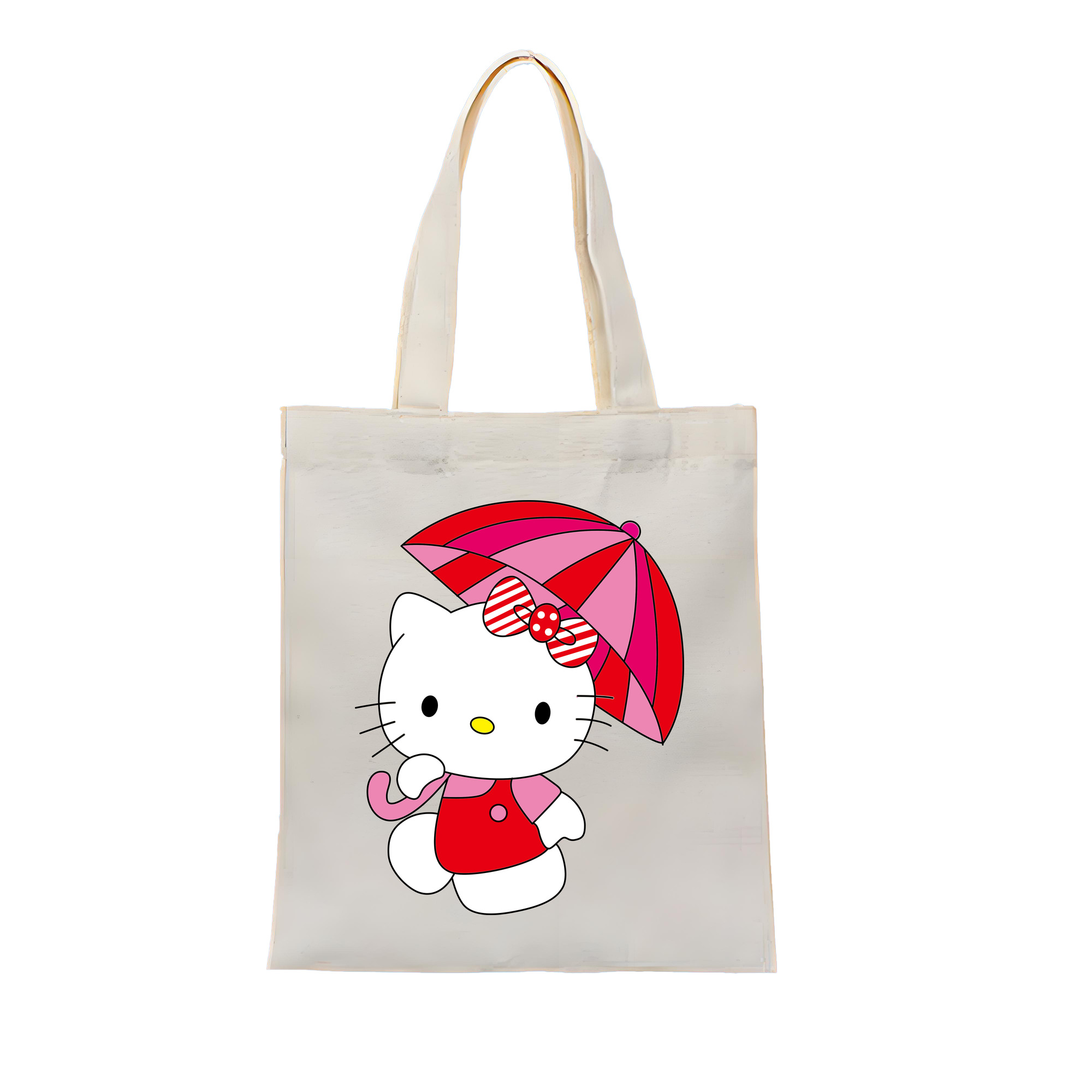 （画像用） Hello Kitty ハローキティ 縦型キャンバス生地手提げバッグ　トートバッグ
