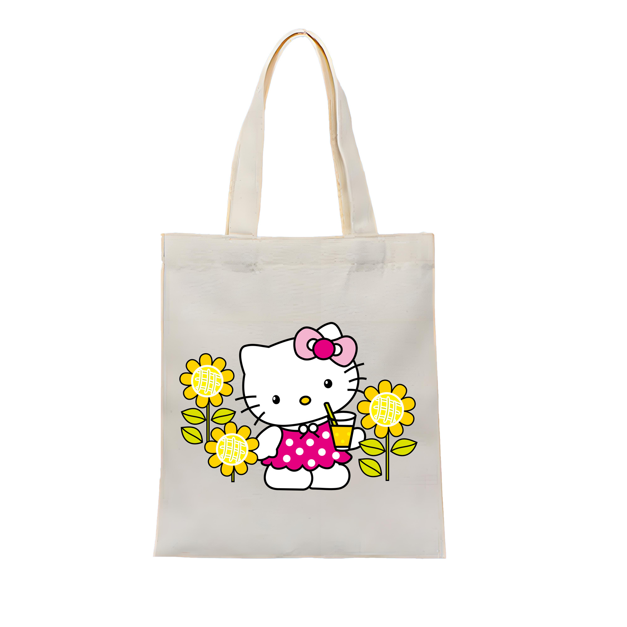 （画像用） Hello Kitty ハローキティ 縦型キャンバス生地手提げバッグ　トートバッグ