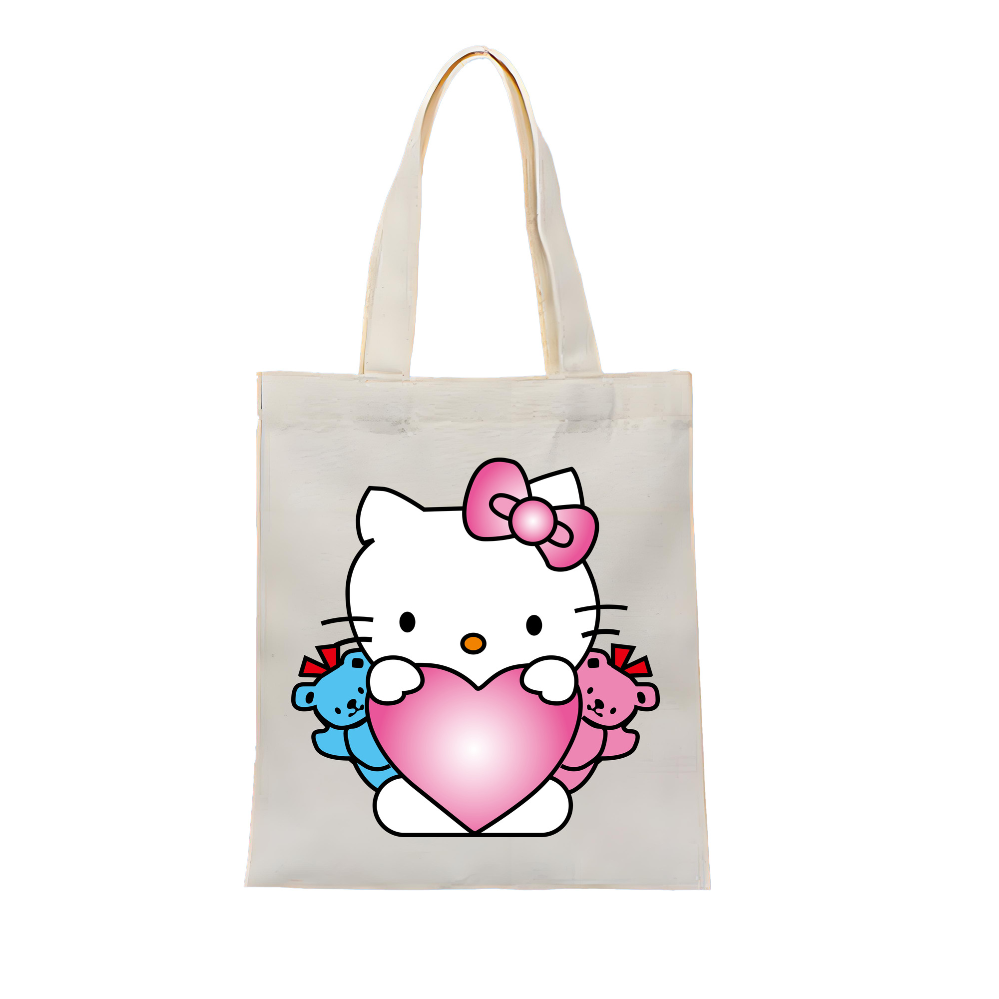 （画像用） Hello Kitty ハローキティ 縦型キャンバス生地手提げバッグ　トートバッグ