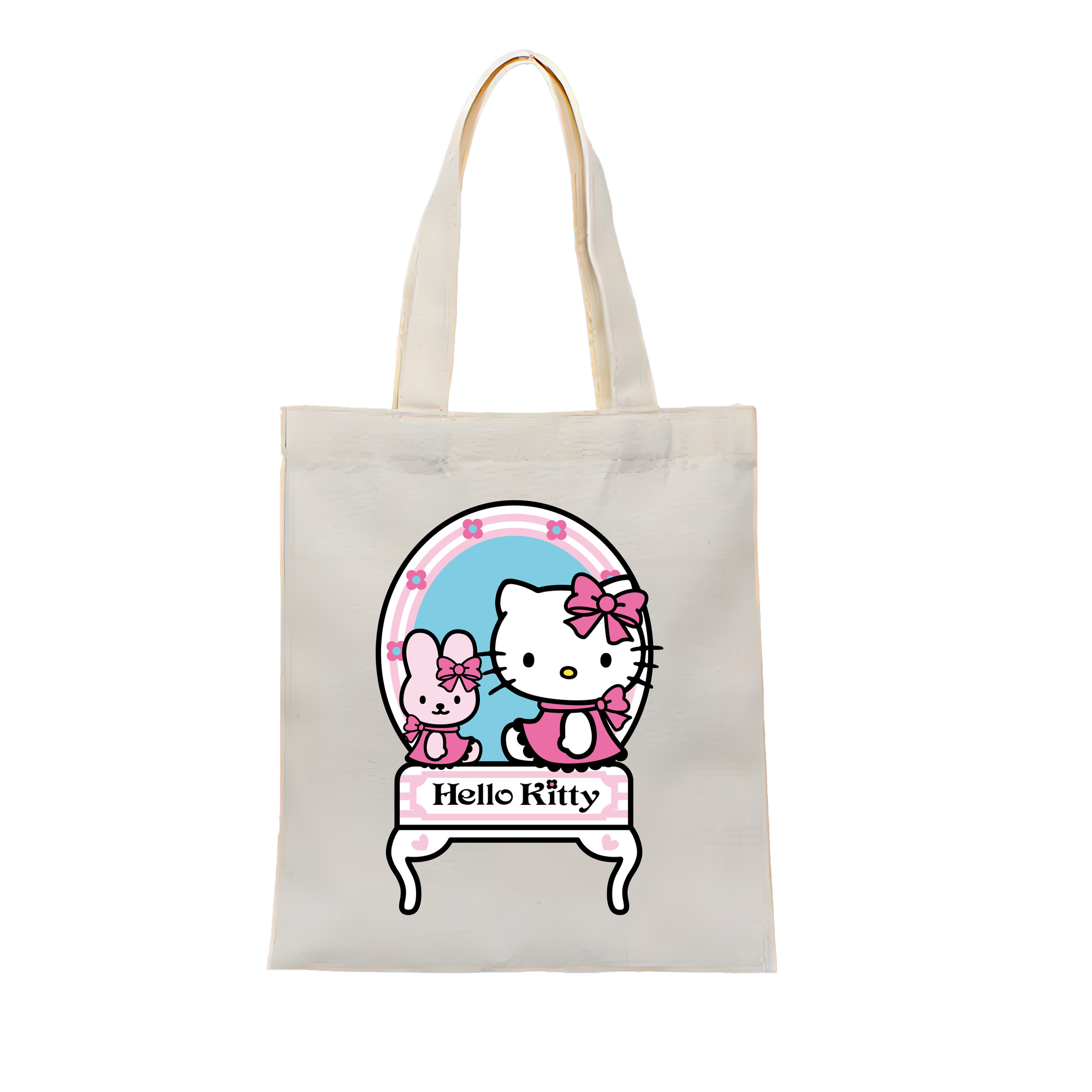 （画像用） Hello Kitty ハローキティ 縦型キャンバス生地手提げバッグ　トートバッグ