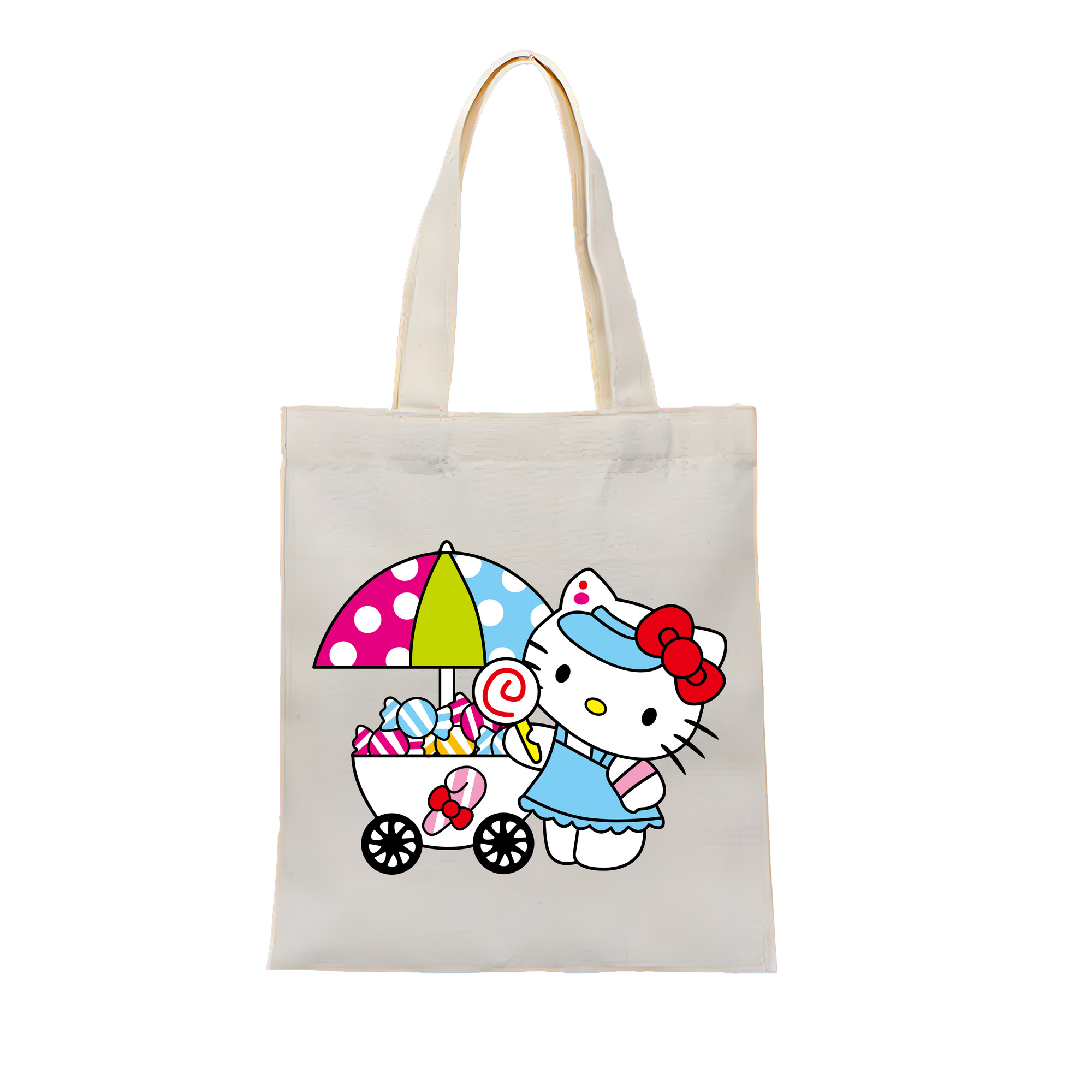 （画像用） Hello Kitty ハローキティ 縦型キャンバス生地手提げバッグ　トートバッグ