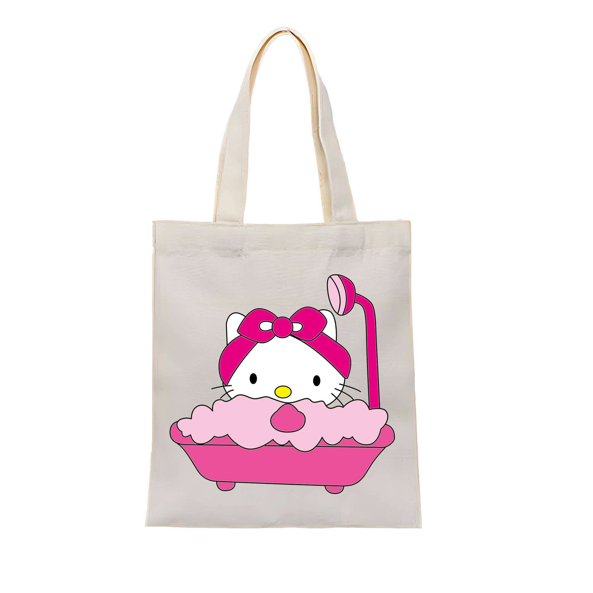 （画像用） Hello Kitty ハローキティ 縦型キャンバス生地手提げバッグ　トートバッグ