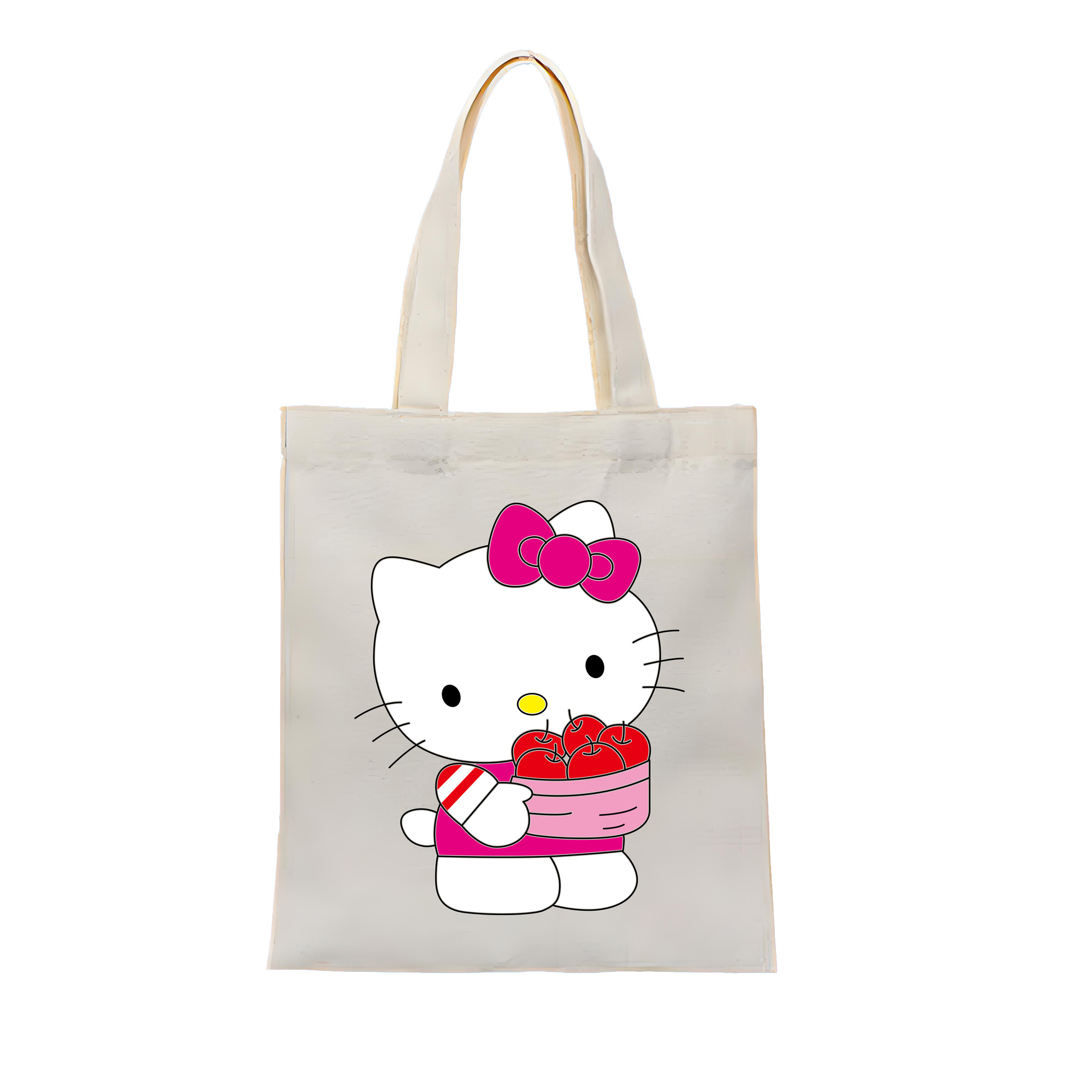 （画像用） Hello Kitty ハローキティ 縦型キャンバス生地手提げバッグ　トートバッグ