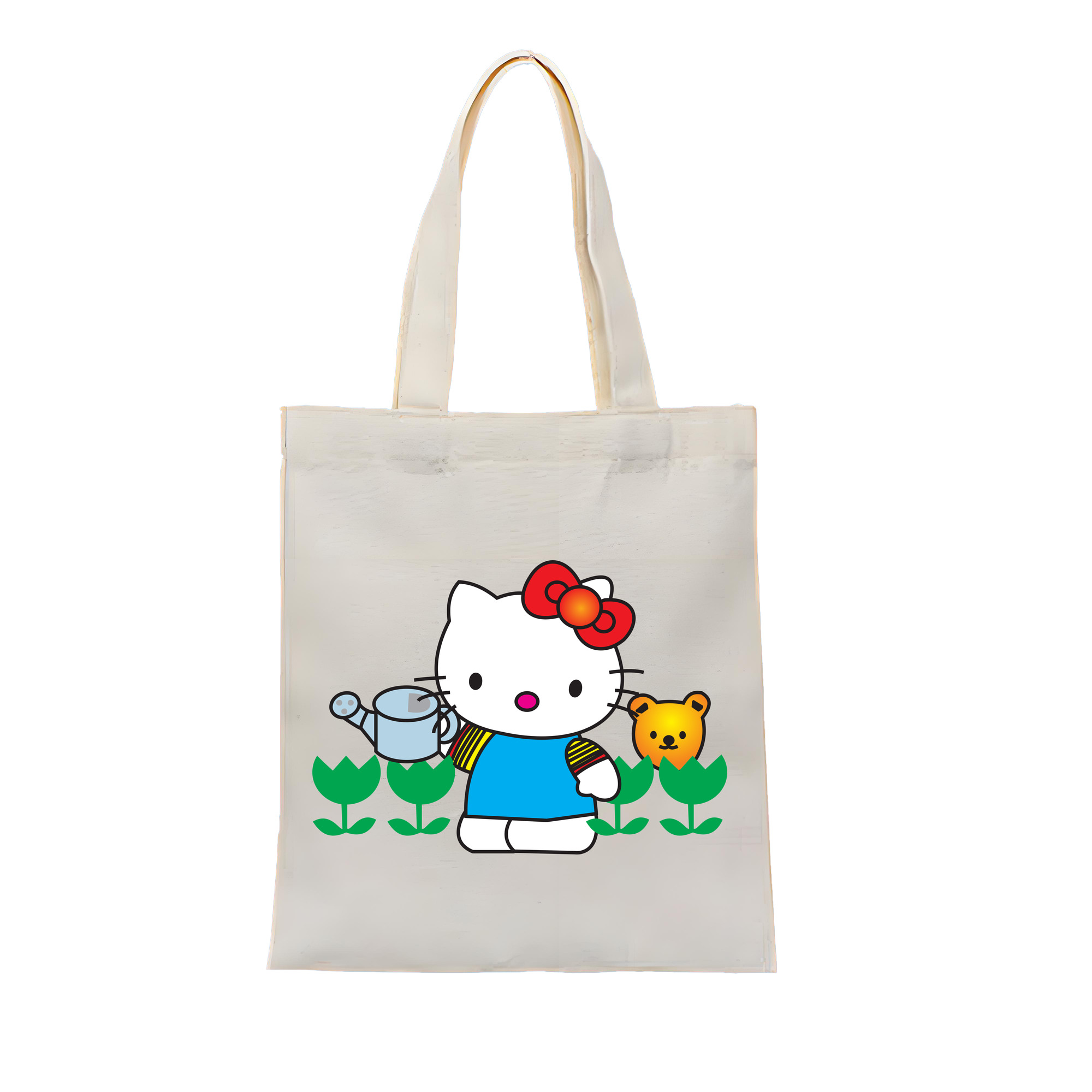 （画像用） Hello Kitty ハローキティ 縦型キャンバス生地手提げバッグ　トートバッグ