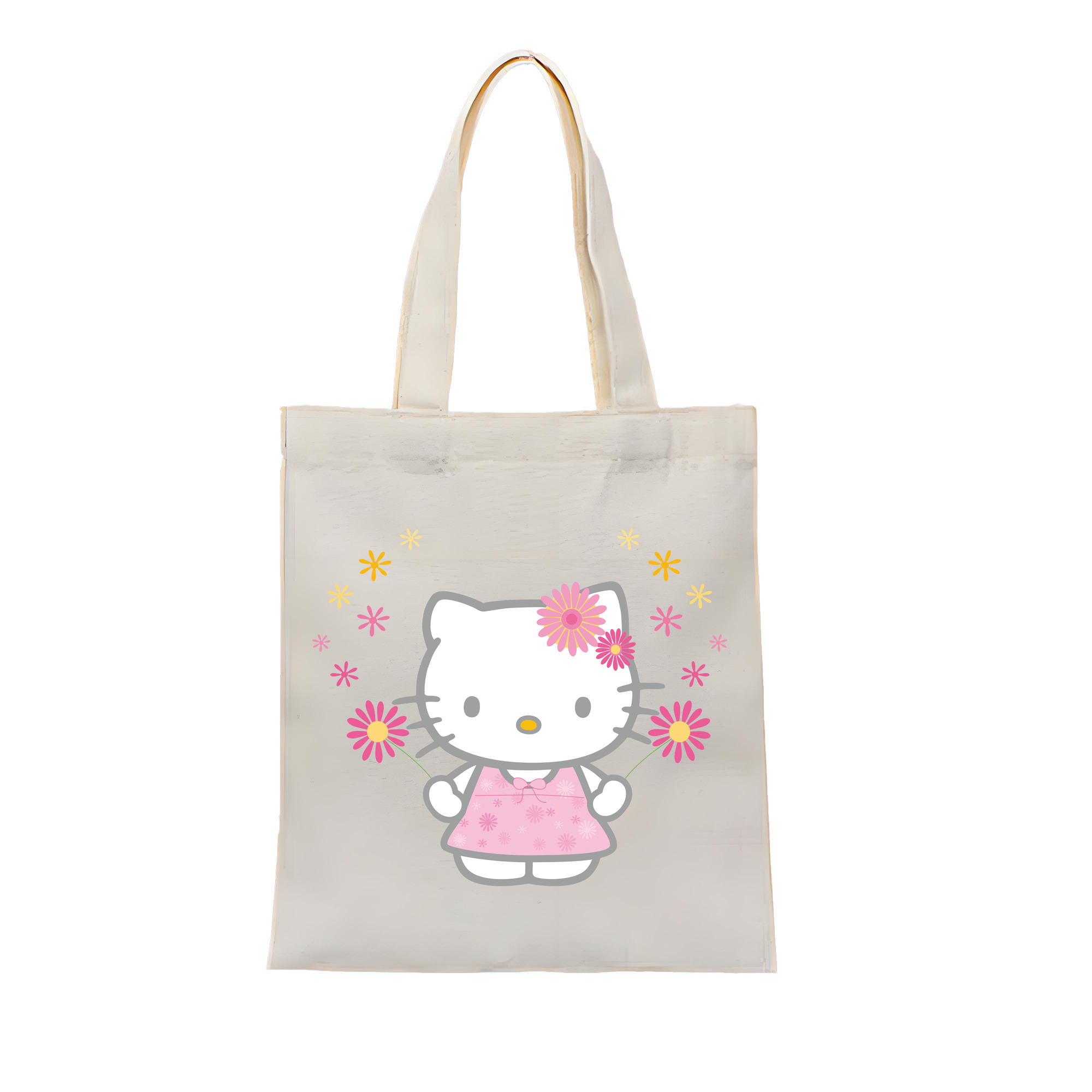 （画像用） Hello Kitty ハローキティ 縦型キャンバス生地手提げバッグ　トートバッグ