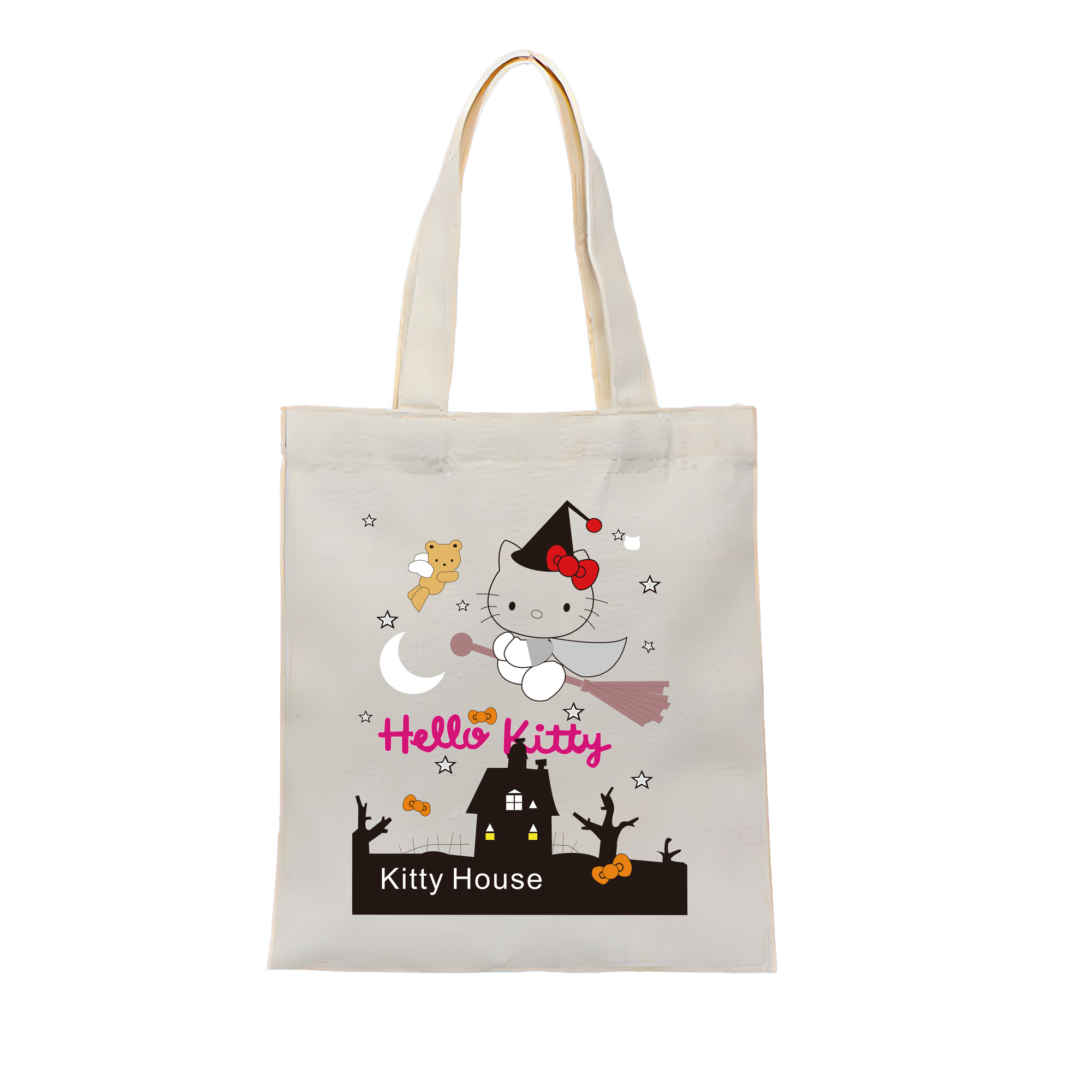 （画像用） Hello Kitty ハローキティ 縦型キャンバス生地手提げバッグ　トートバッグ