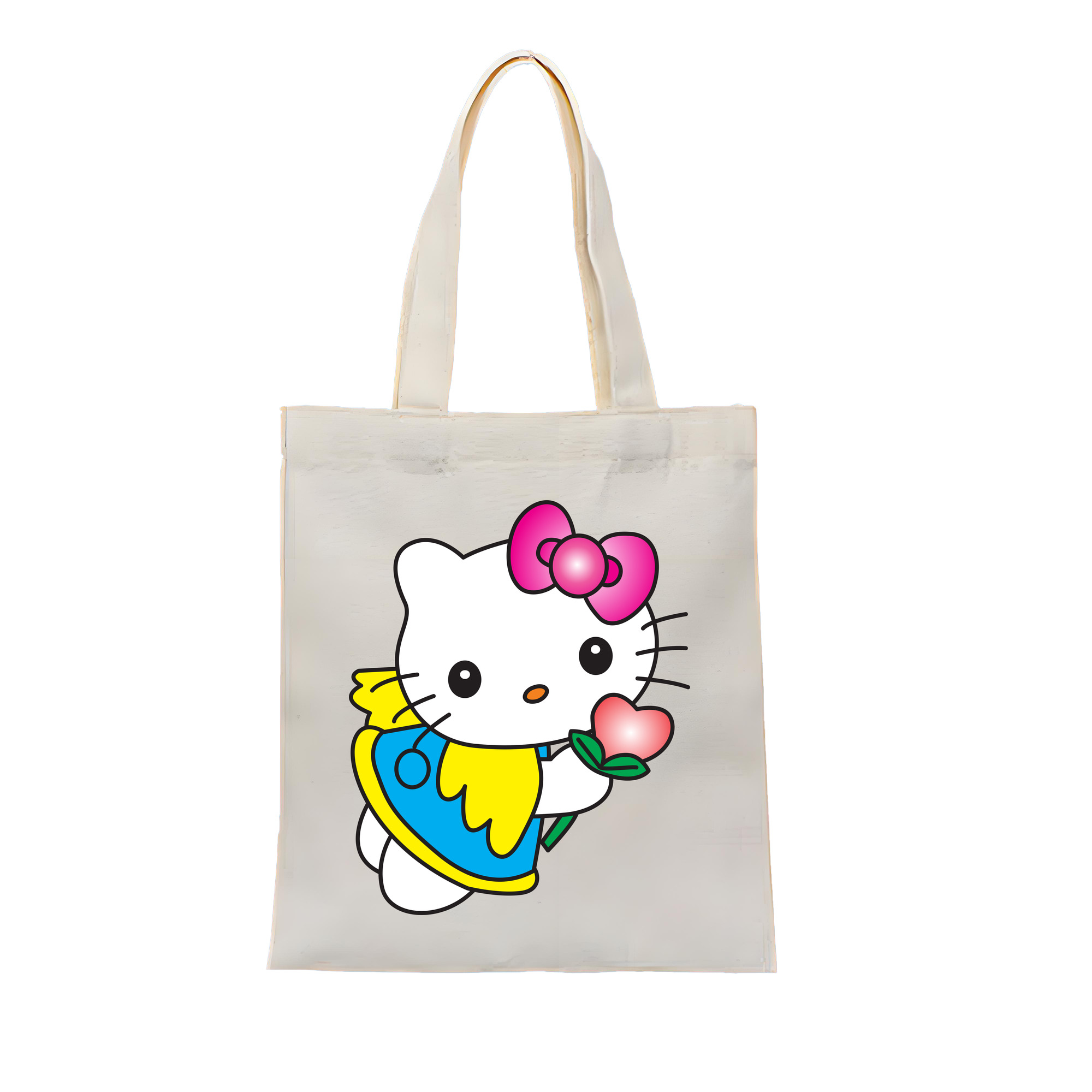 （画像用） Hello Kitty ハローキティ 縦型キャンバス生地手提げバッグ　トートバッグ