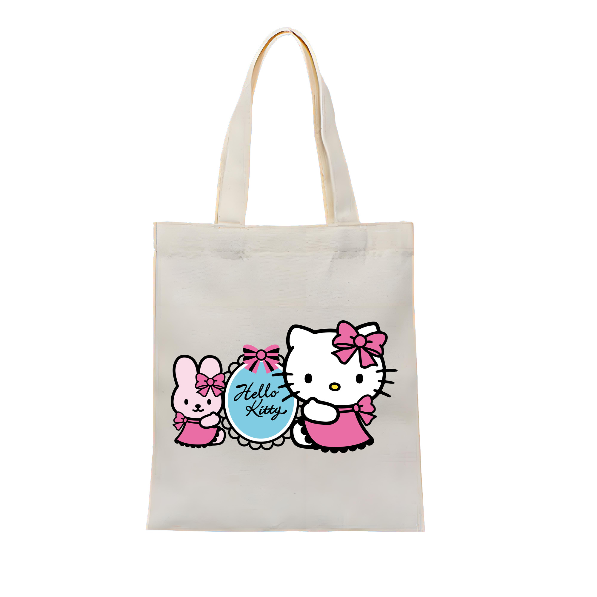 （画像用） Hello Kitty ハローキティ 縦型キャンバス生地手提げバッグ　トートバッグ