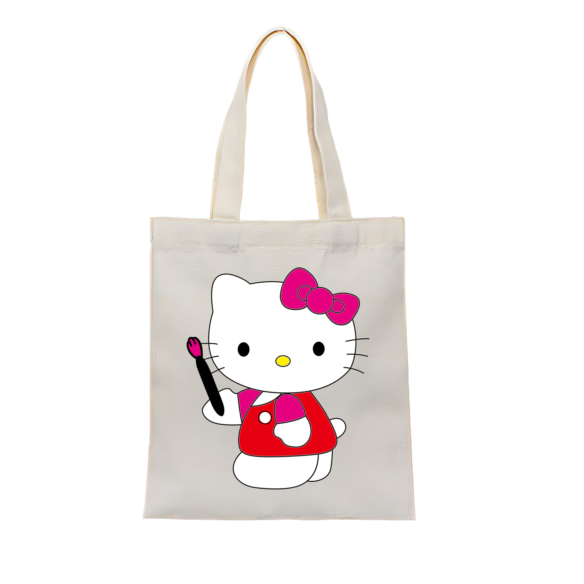 （画像用） Hello Kitty ハローキティ 縦型キャンバス生地手提げバッグ　トートバッグ