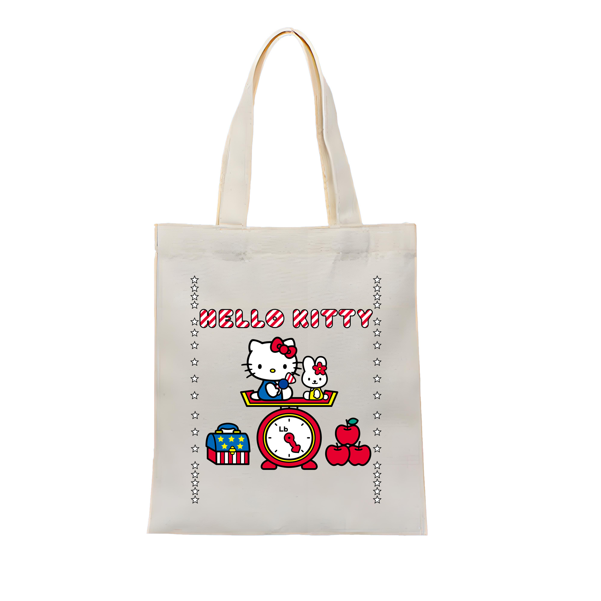 （画像用） Hello Kitty ハローキティ 縦型キャンバス生地手提げバッグ　トートバッグ