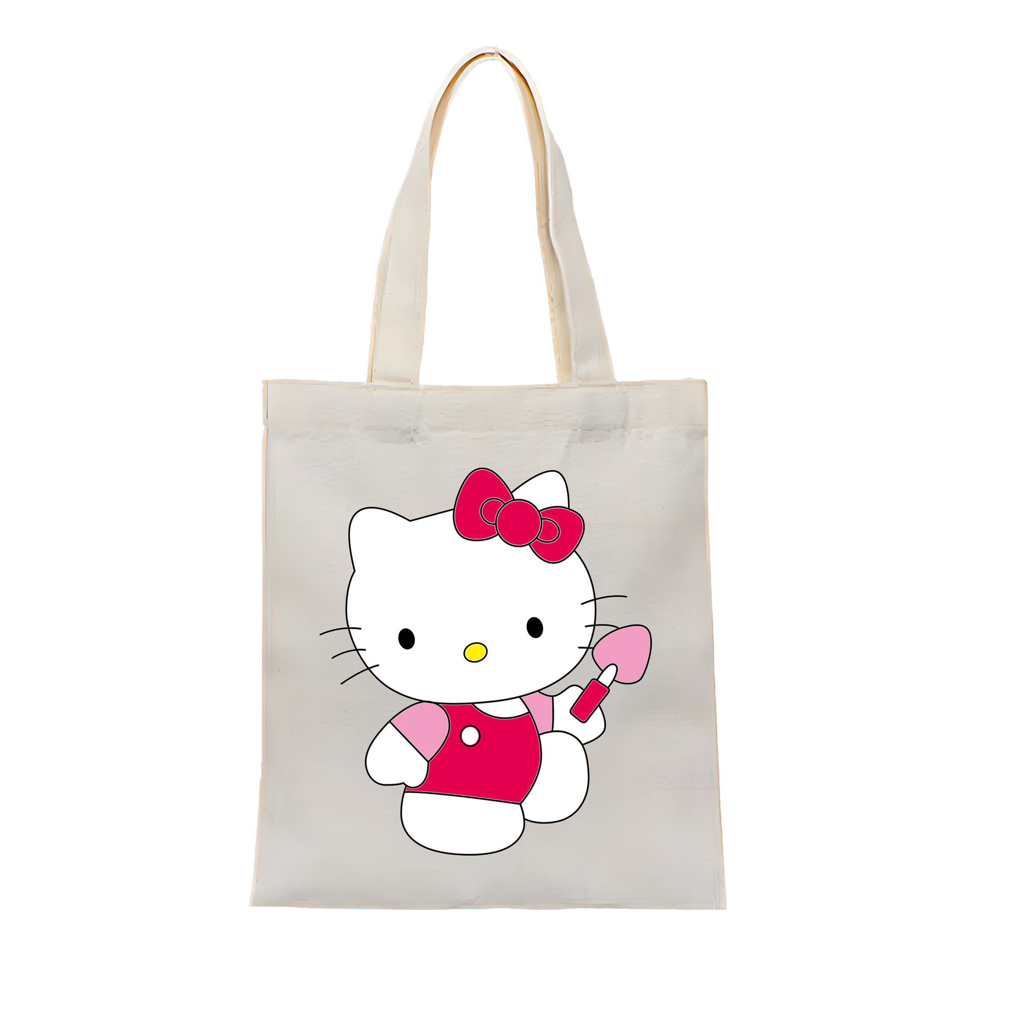 （画像用） Hello Kitty ハローキティ 縦型キャンバス生地手提げバッグ　トートバッグ