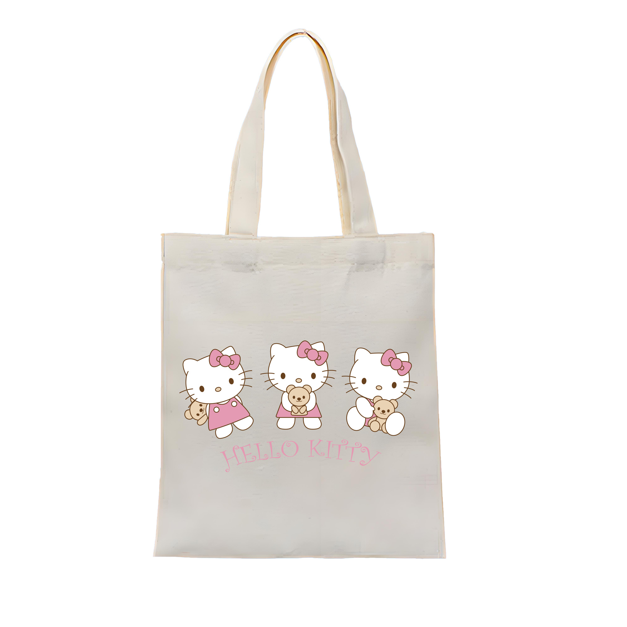 （画像用） Hello Kitty ハローキティ 縦型キャンバス生地手提げバッグ　トートバッグ
