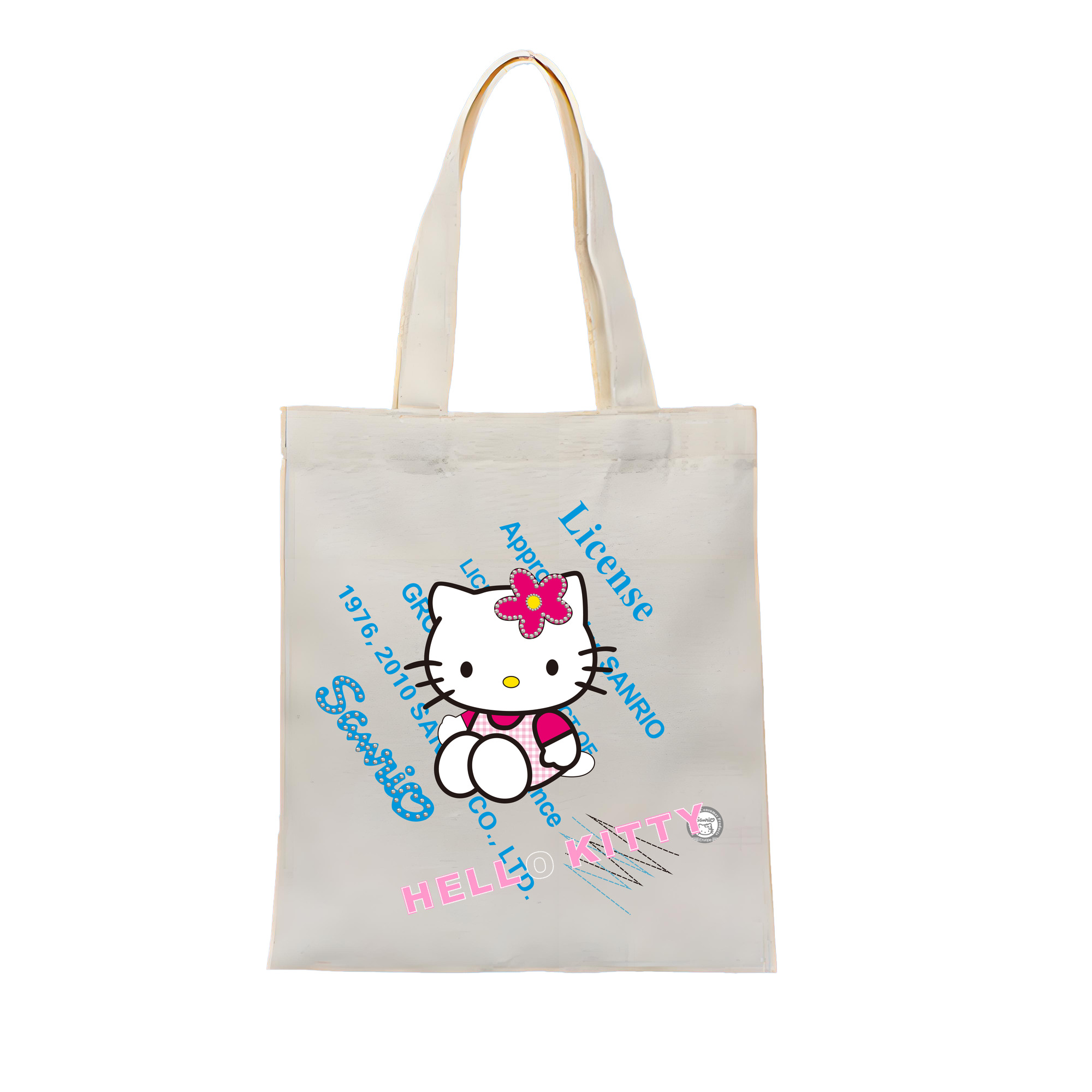 （画像用） Hello Kitty ハローキティ 縦型キャンバス生地手提げバッグ　トートバッグ