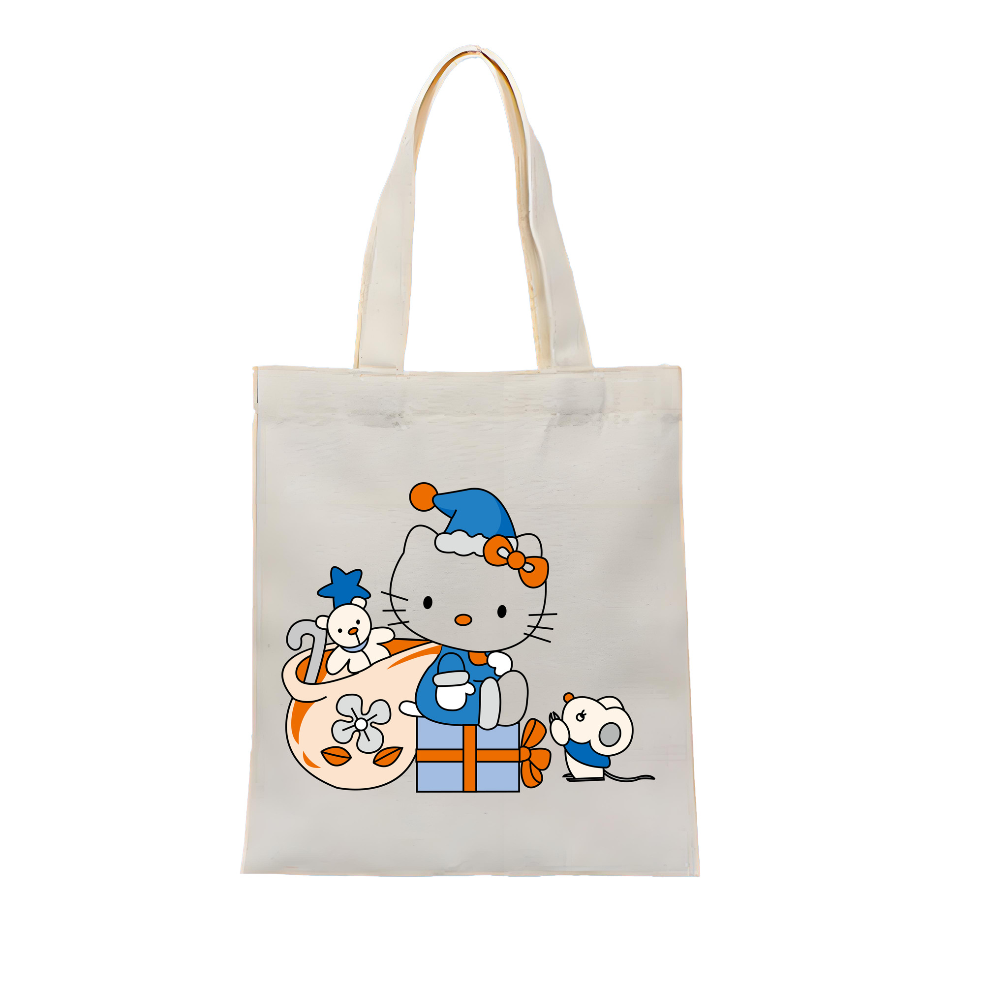（画像用） Hello Kitty ハローキティ 縦型キャンバス生地手提げバッグ　トートバッグ
