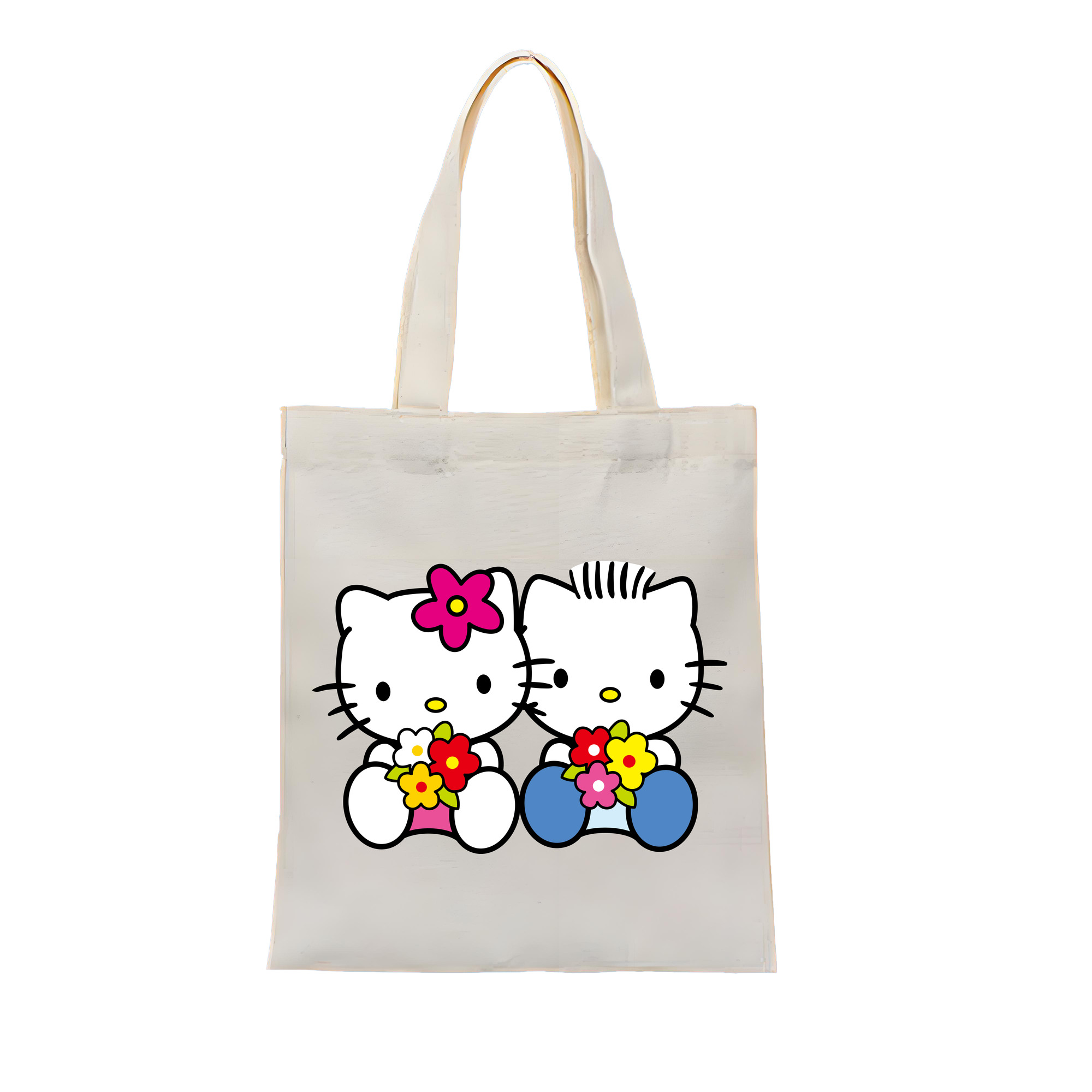 （画像用） Hello Kitty ハローキティ 縦型キャンバス生地手提げバッグ　トートバッグ
