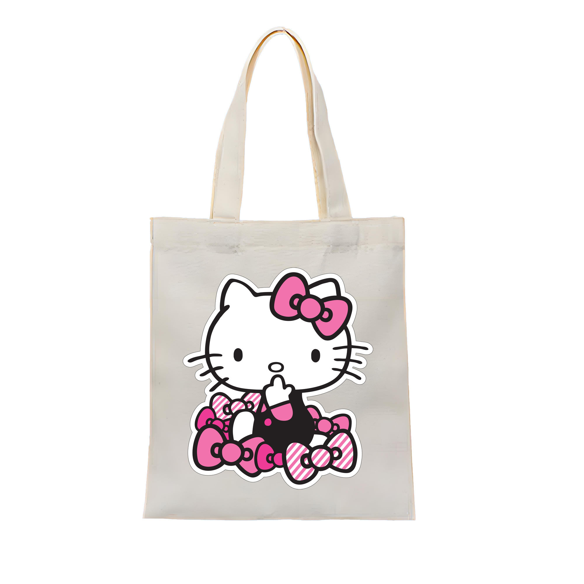 （画像用） Hello Kitty ハローキティ 縦型キャンバス生地手提げバッグ　トートバッグ
