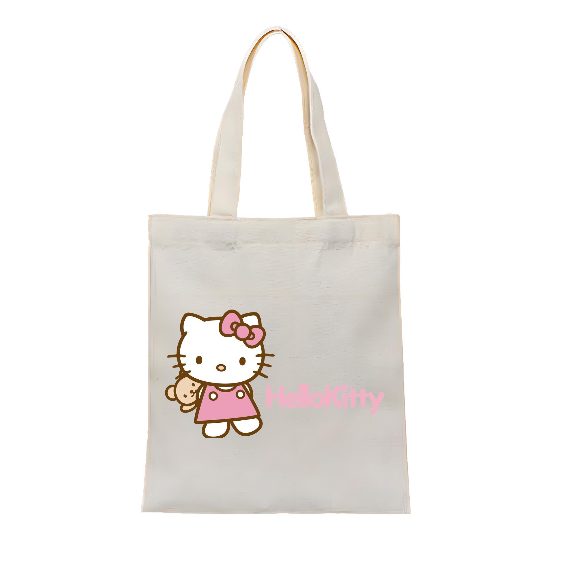 （画像用） Hello Kitty ハローキティ 縦型キャンバス生地手提げバッグ　トートバッグ