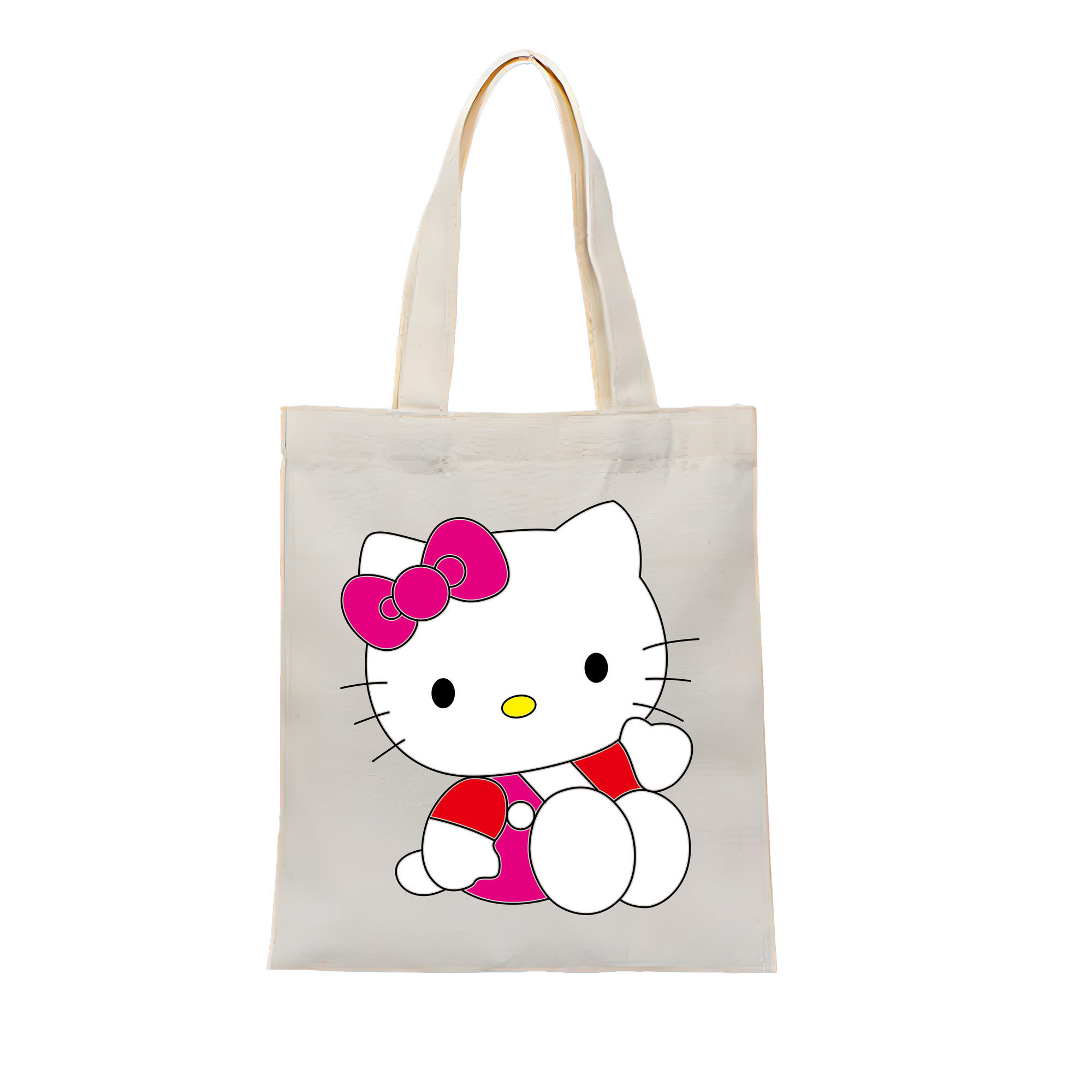 （画像用） Hello Kitty ハローキティ 縦型キャンバス生地手提げバッグ　トートバッグ