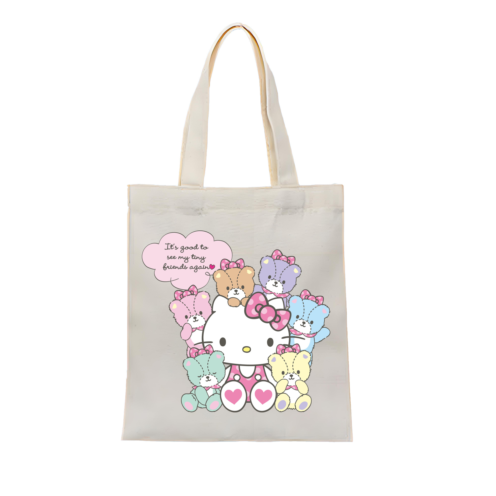 （画像用） Hello Kitty ハローキティ 縦型キャンバス生地手提げバッグ　トートバッグ