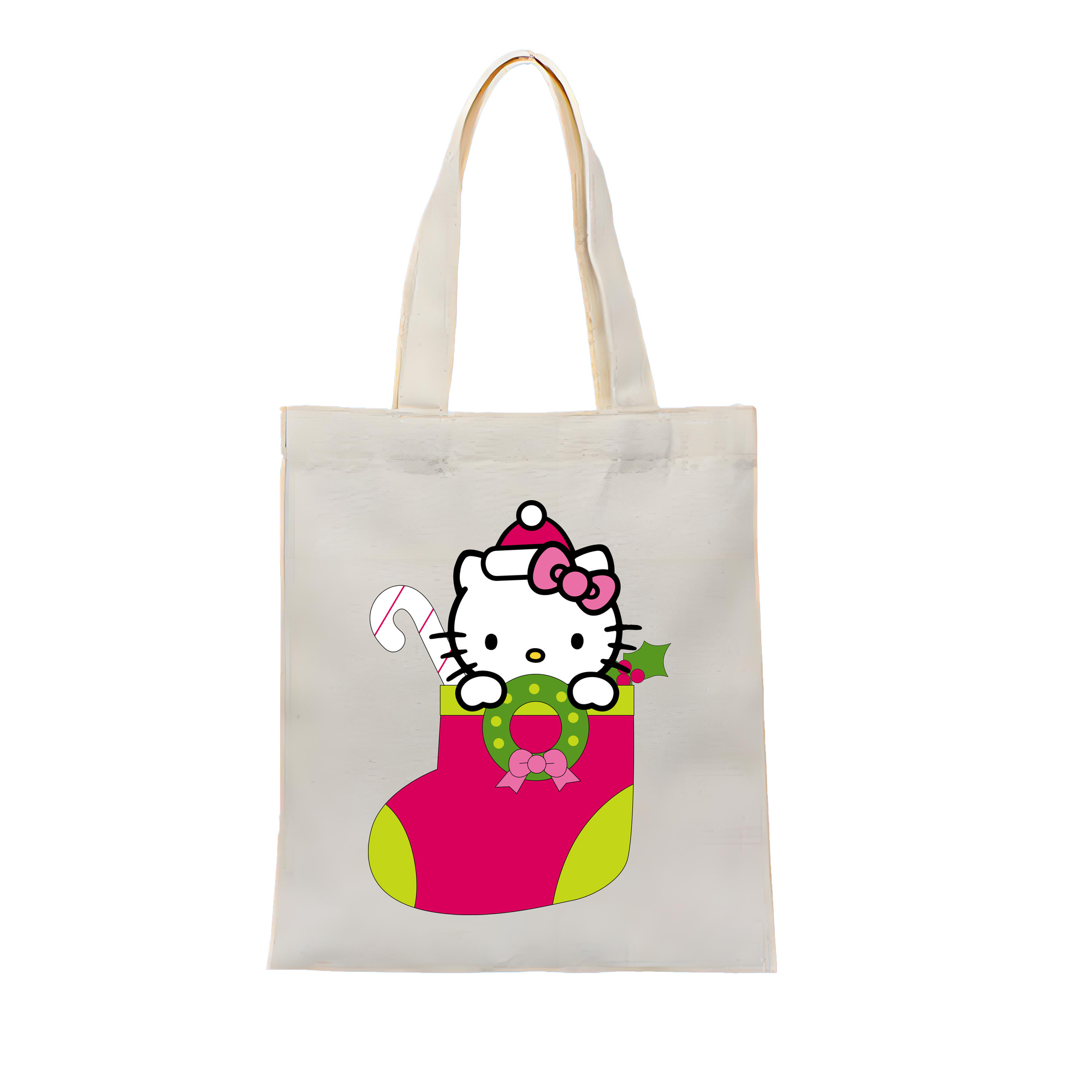 （画像用） Hello Kitty ハローキティ 縦型キャンバス生地手提げバッグ　トートバッグ