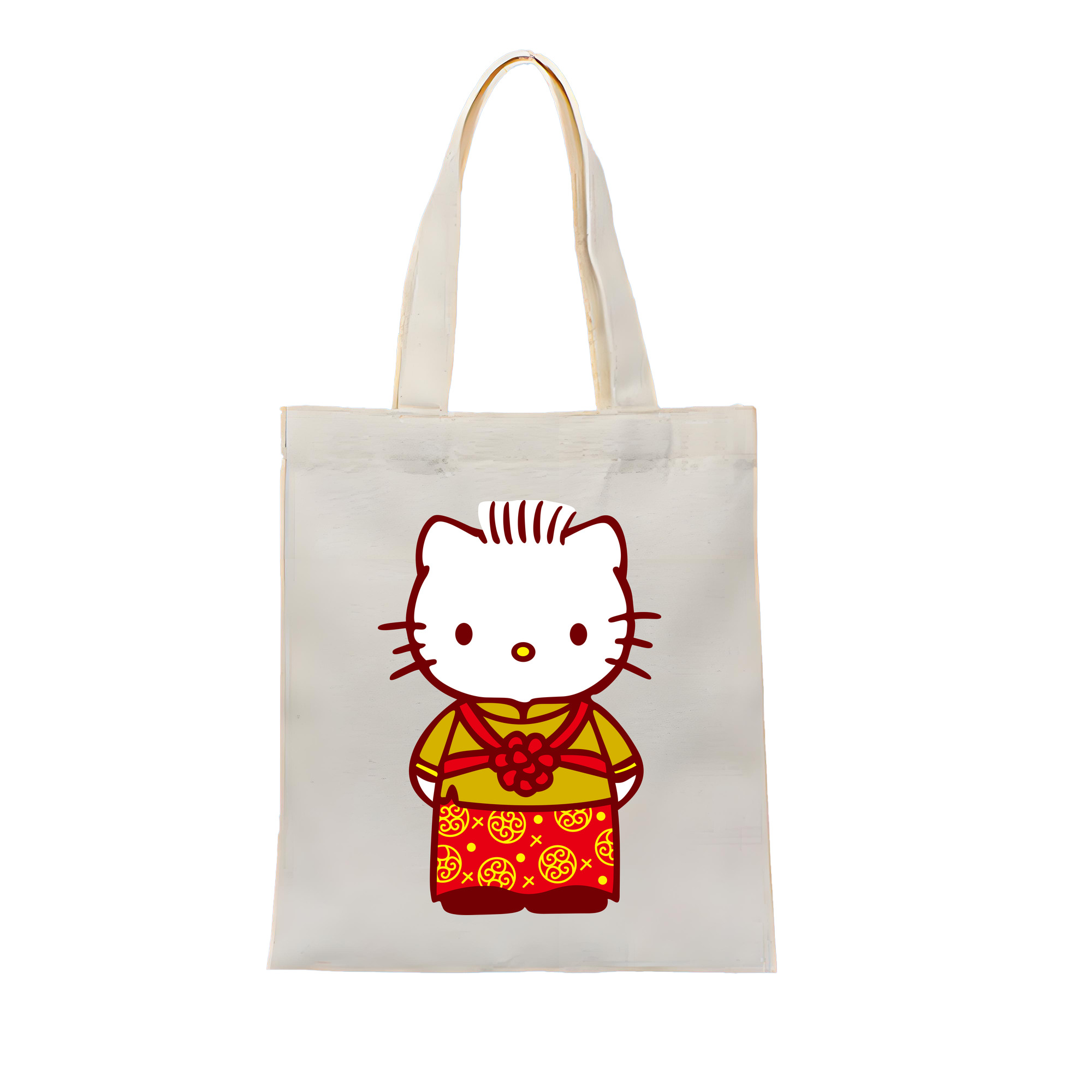 （画像用） Hello Kitty ハローキティ 縦型キャンバス生地手提げバッグ　トートバッグ